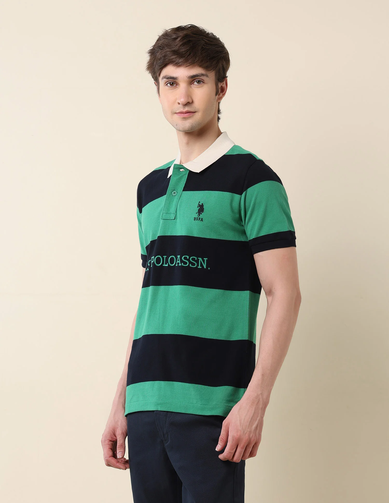 Horizontal Striped Classic Polo Shirt - Image 4