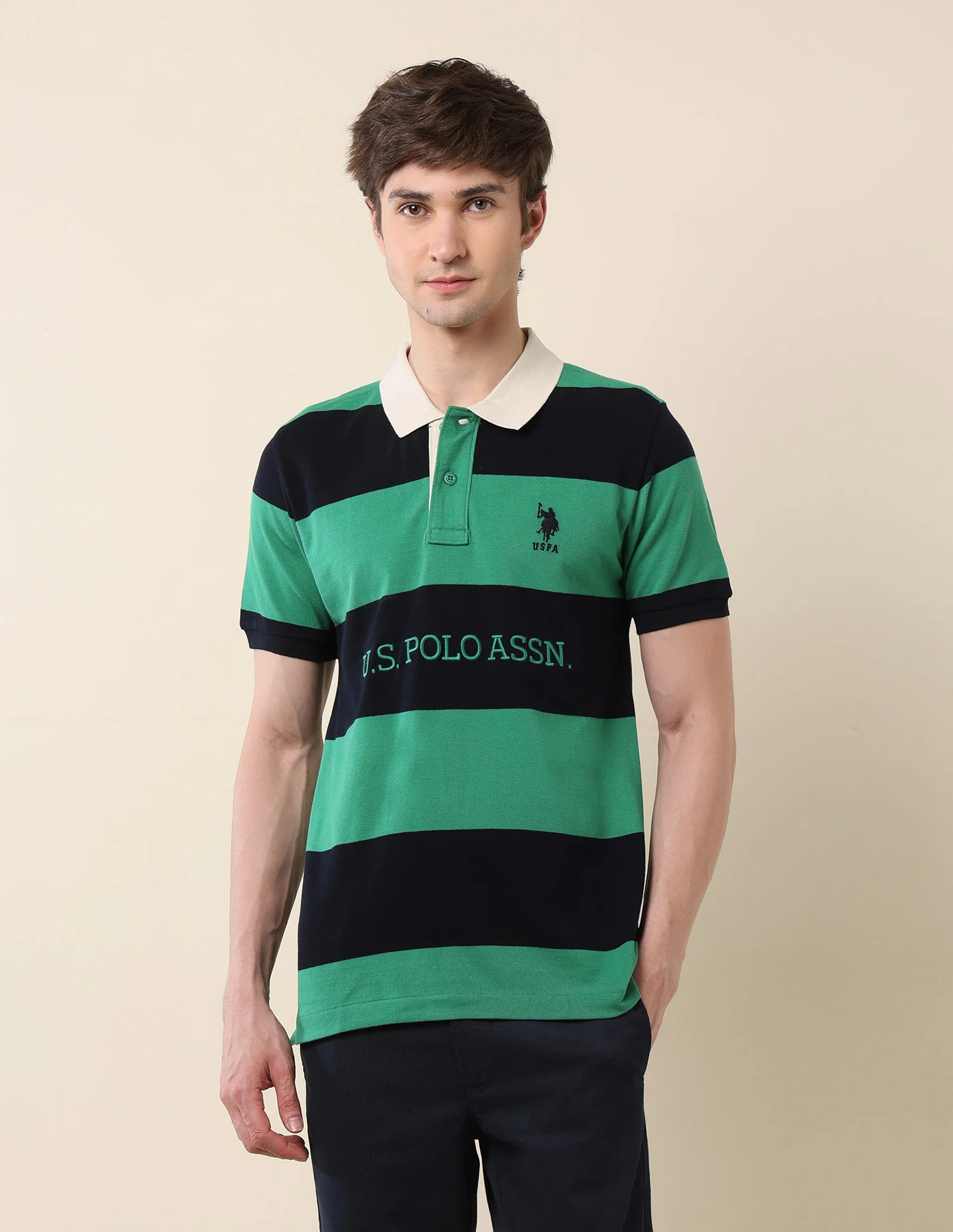 Horizontal Striped Classic Polo Shirt - Image 6