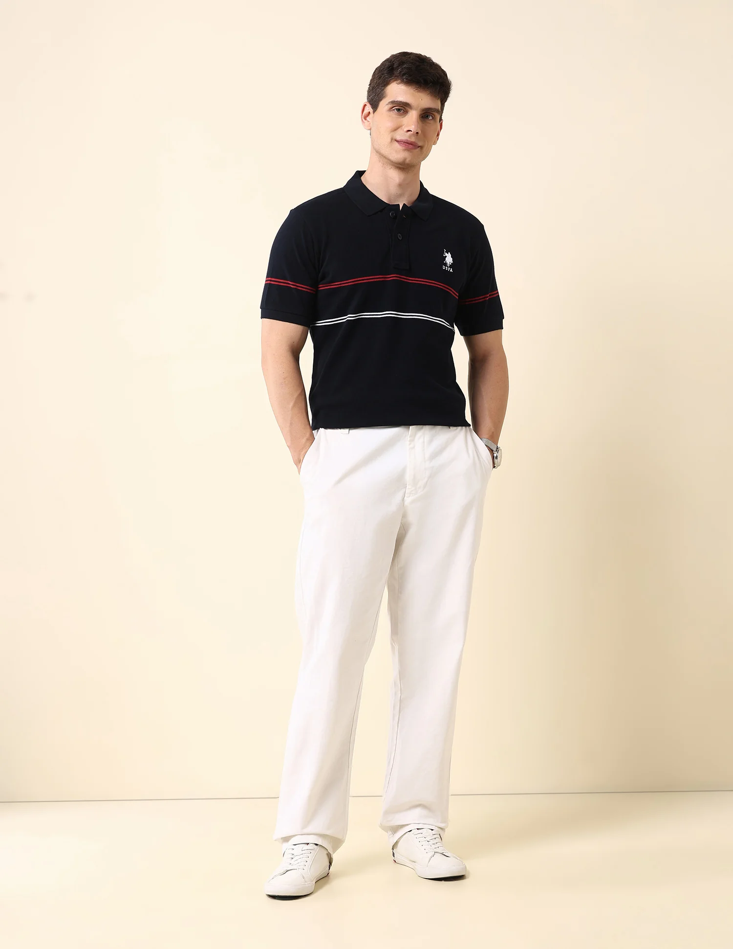 Horizontal Striped Classic Polo Shirt - Image 3