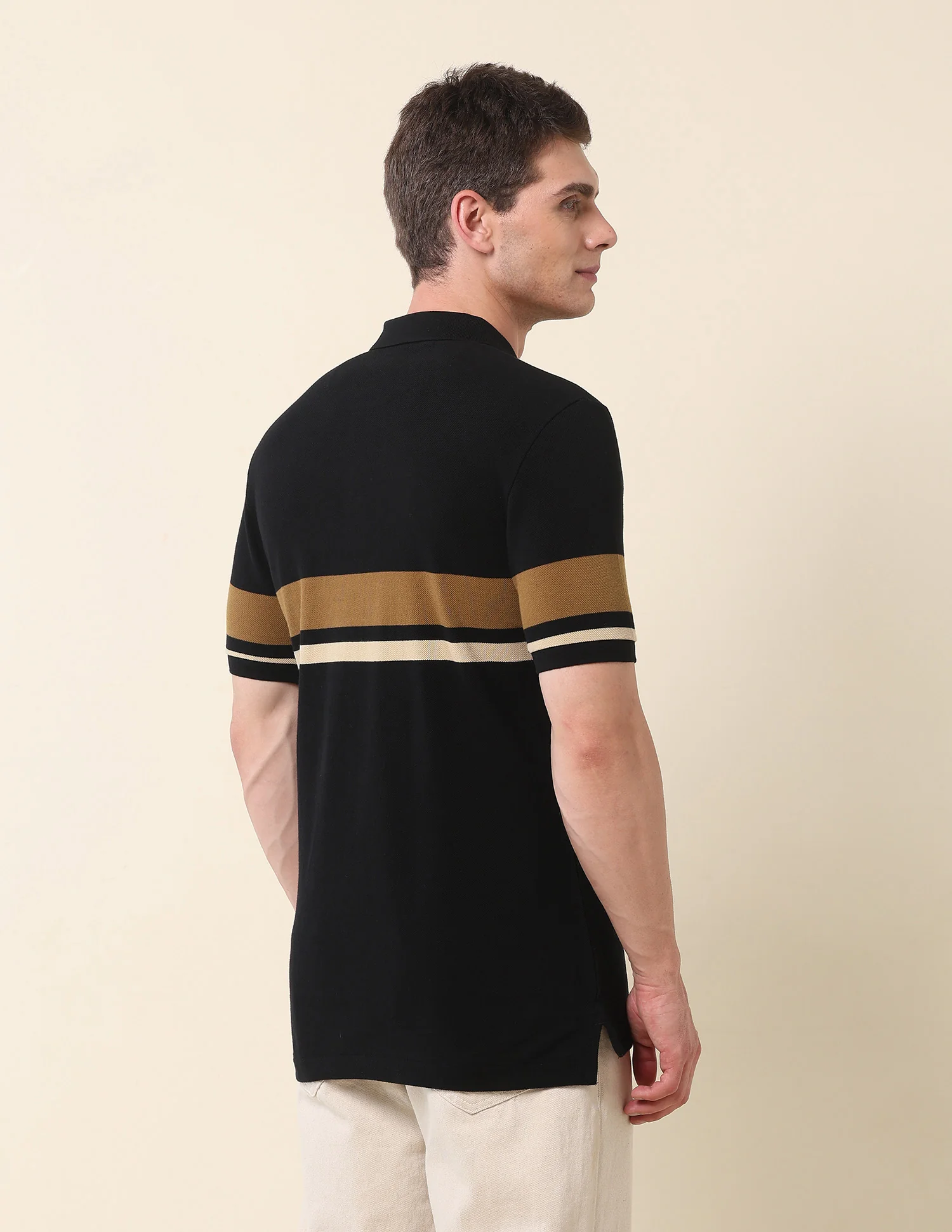 Horizontal Striped Modern Monochrome Polo Shirt - Image 5
