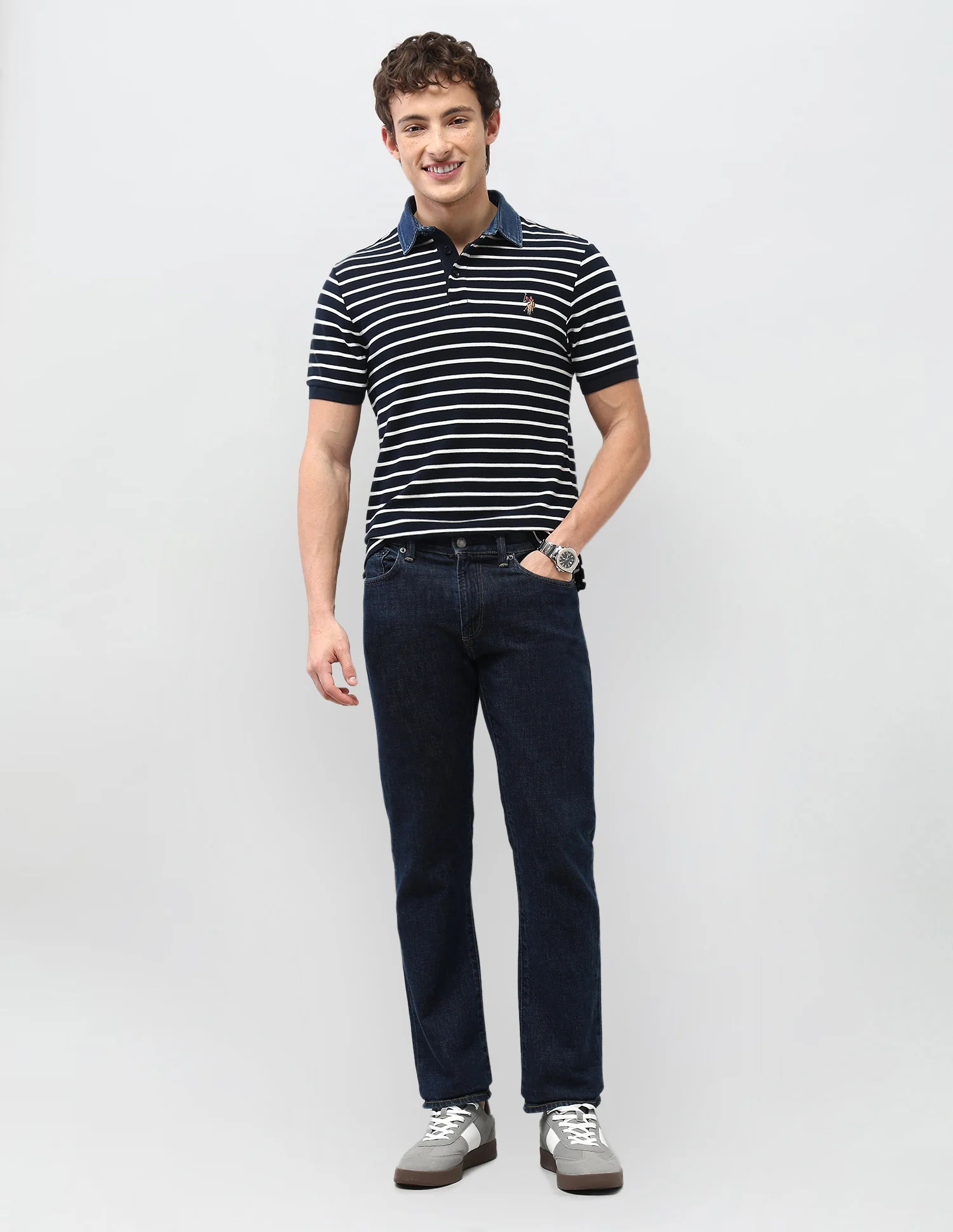 Horizontal Striped Motel On The Coast Polo Shirt - Image 3
