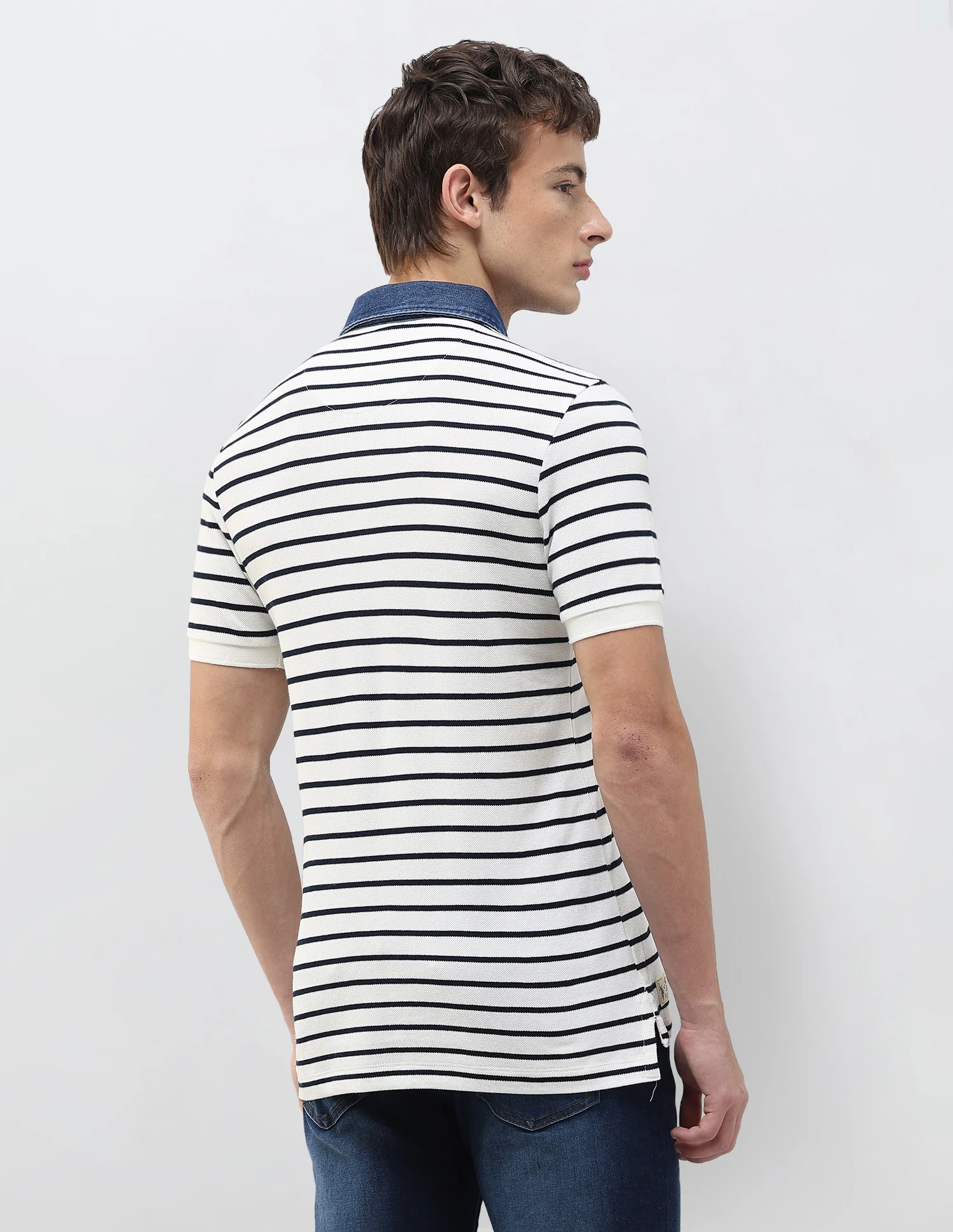 Horizontal Striped Muscle Fit Polo Shirt - Image 5