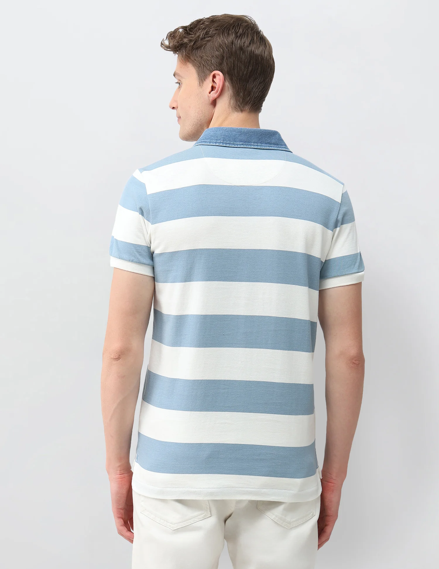 Horizontal Striped Muscle Fit Polo Shirt - Image 5