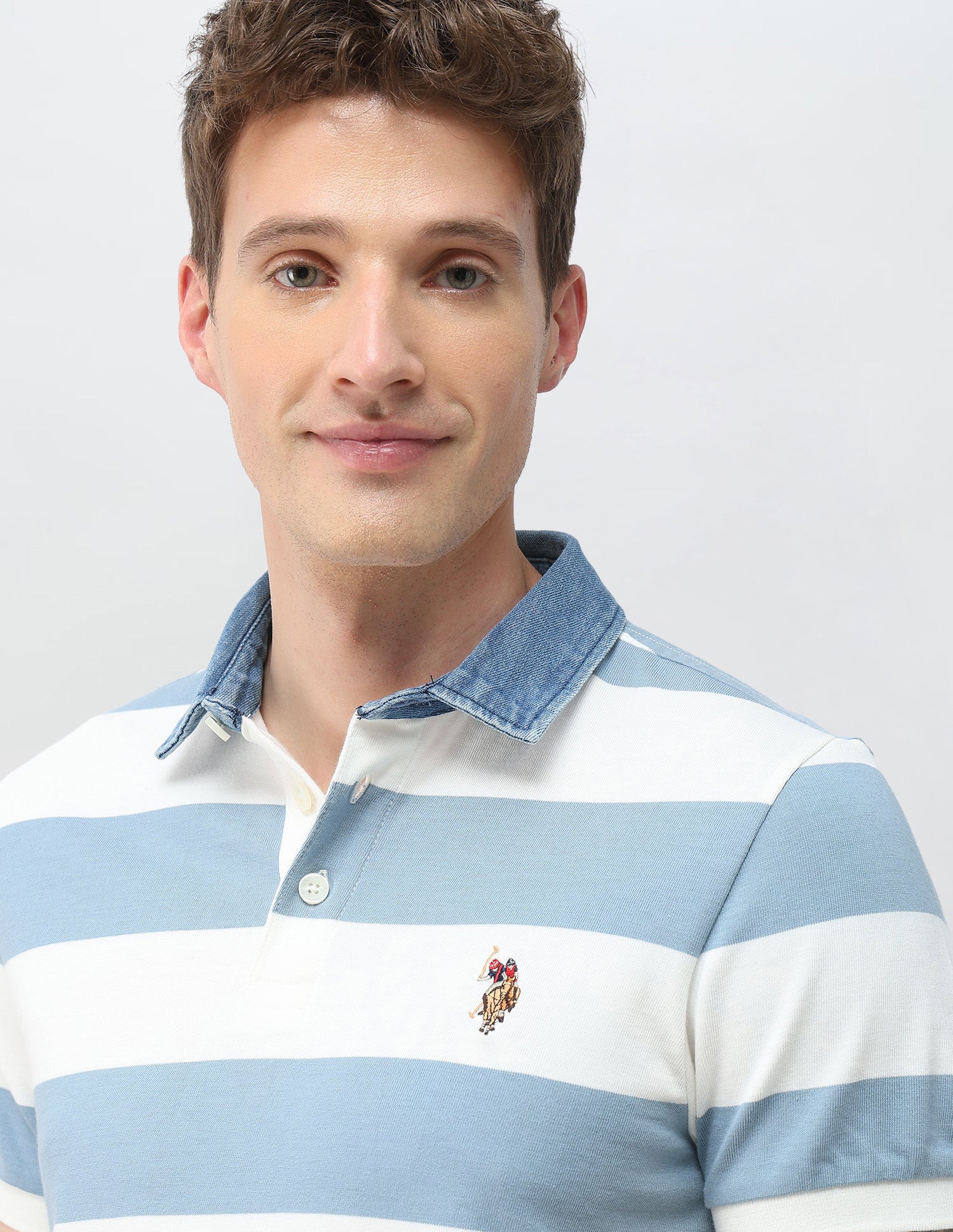 Horizontal Striped Muscle Fit Polo Shirt - Image 7