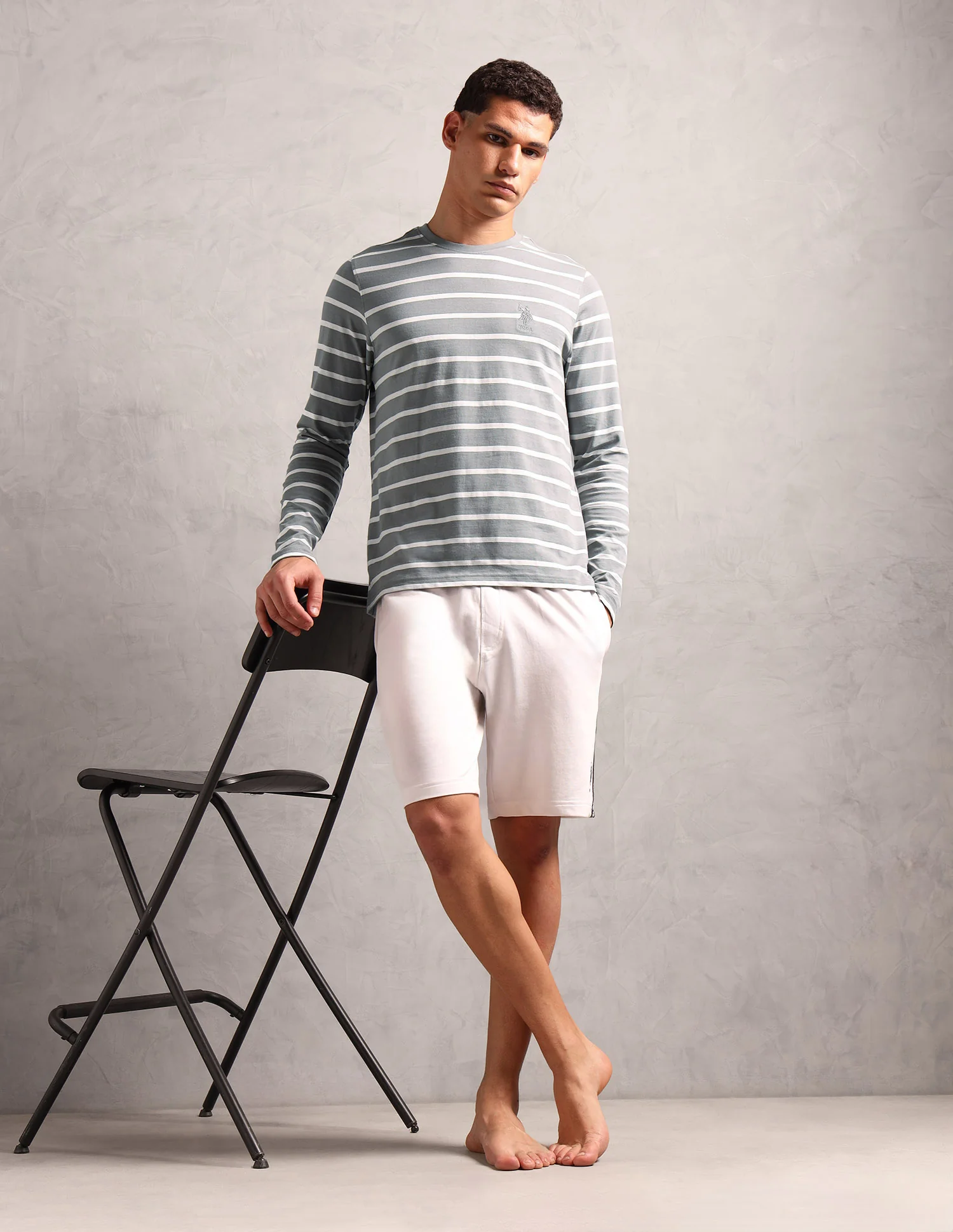 Horizontal Striped Pure Cotton I689 Lounge T-Shirt - Pack Of 1 - Image 3
