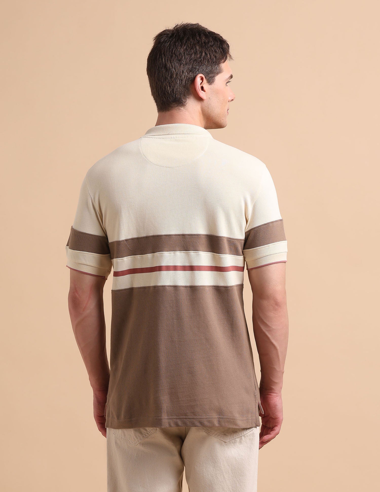 Horizontal Striped Pure Cotton Polo Shirt - Image 5
