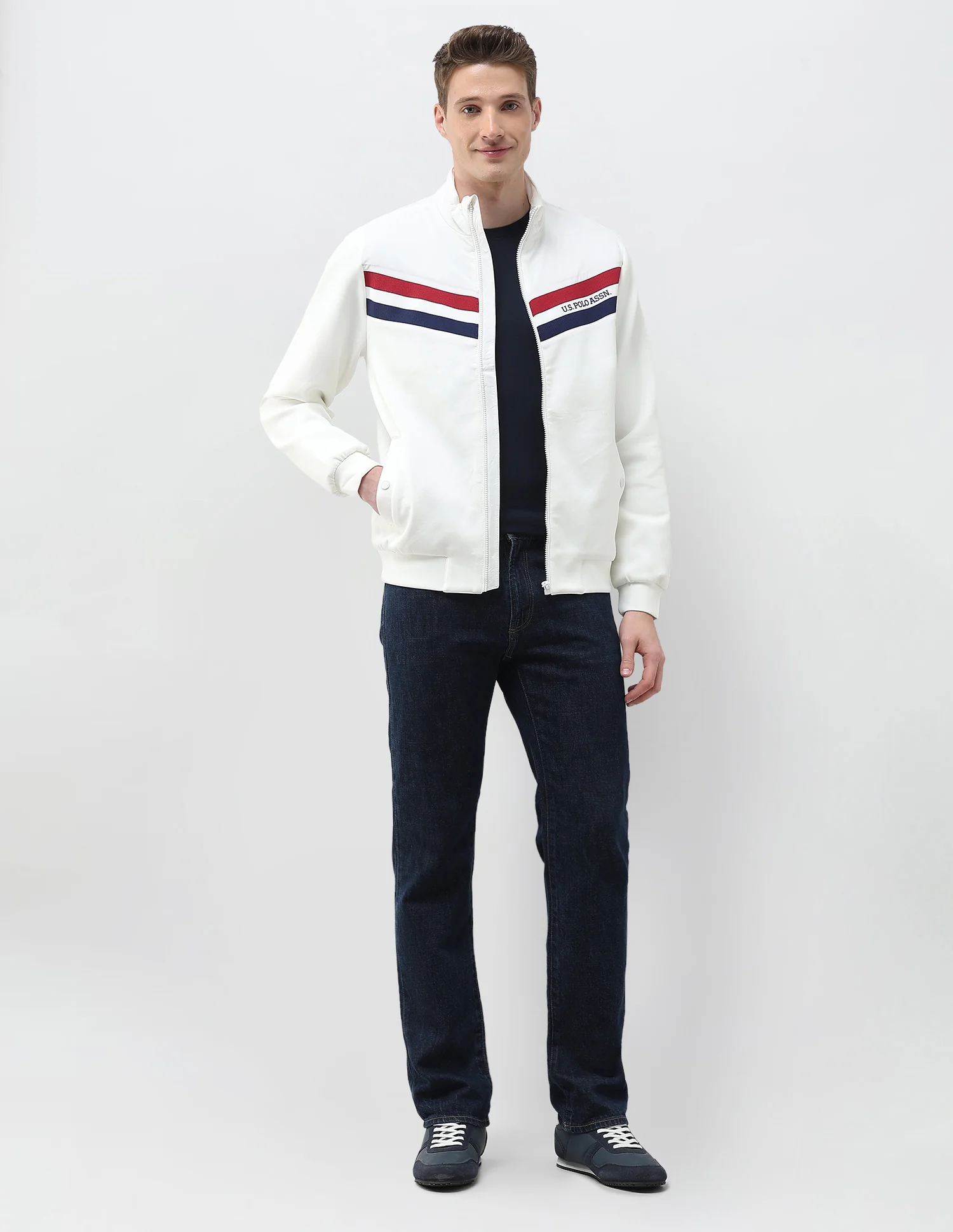 Horizontal Striped Regular Fit Jacket - Image 3