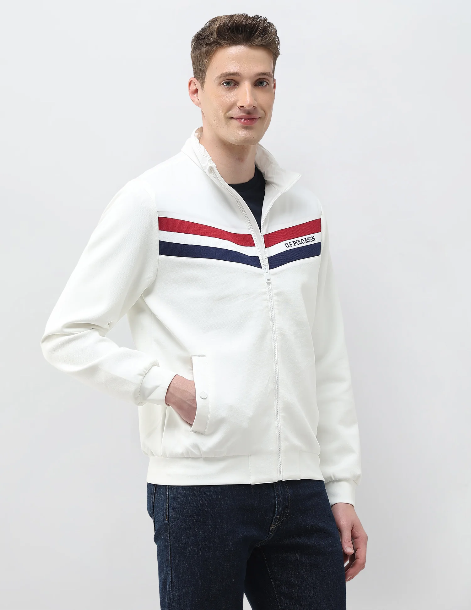 Horizontal Striped Regular Fit Jacket - Image 4