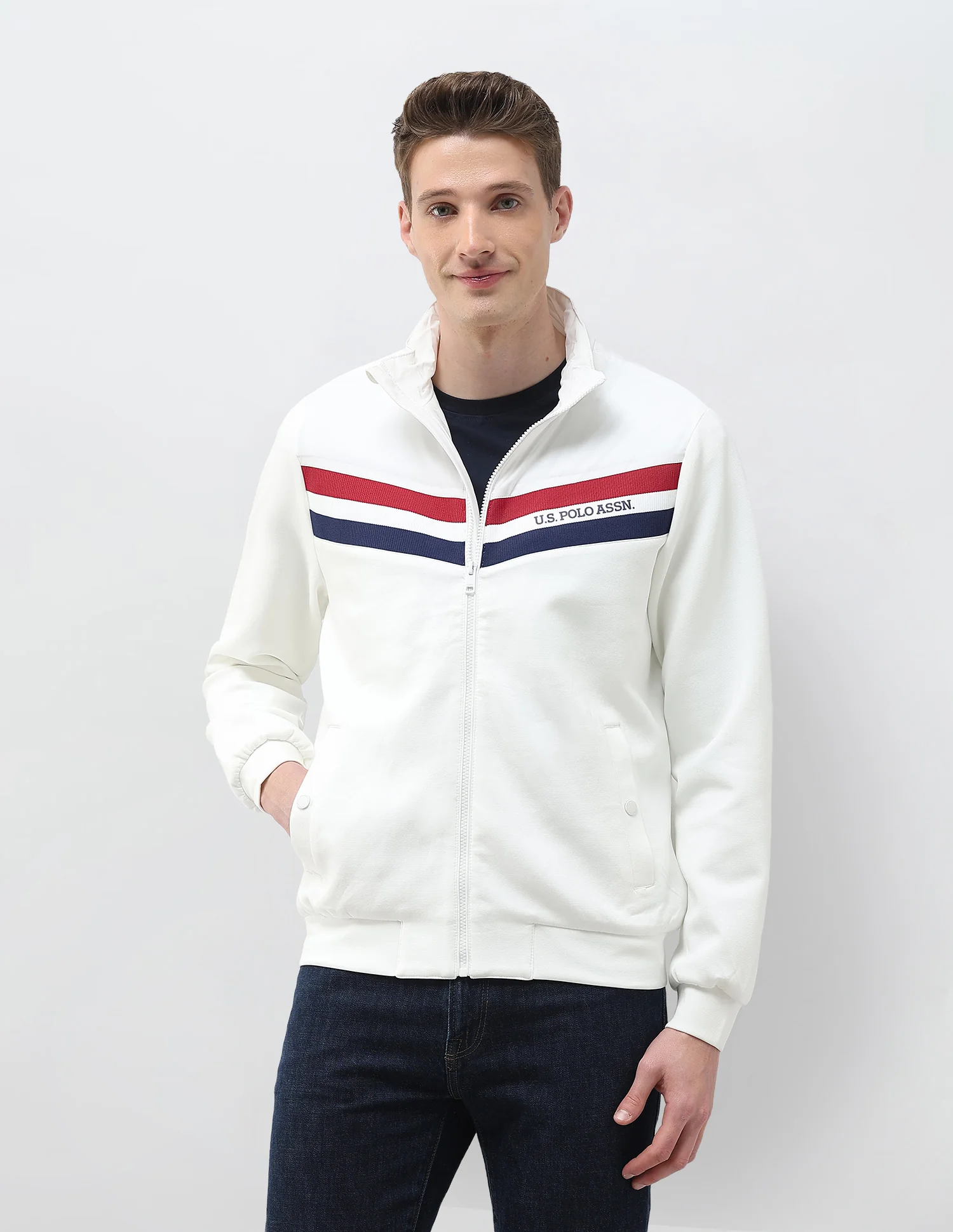 Horizontal Striped Regular Fit Jacket - Image 6