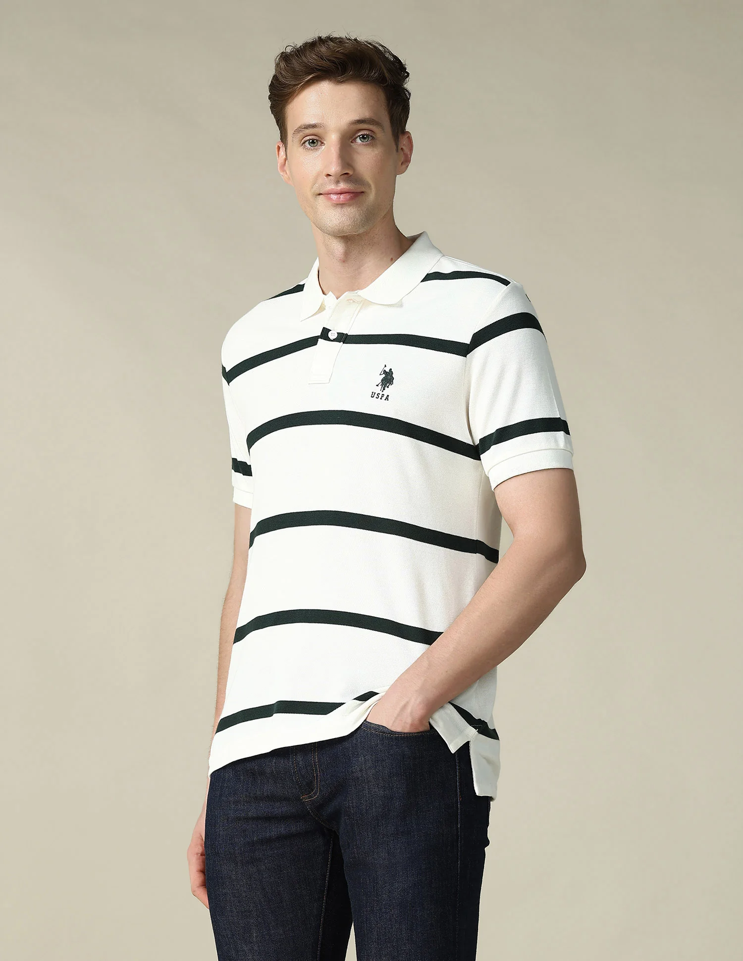 Horizontal Striped Regular Fit Polo Shirt - Image 4