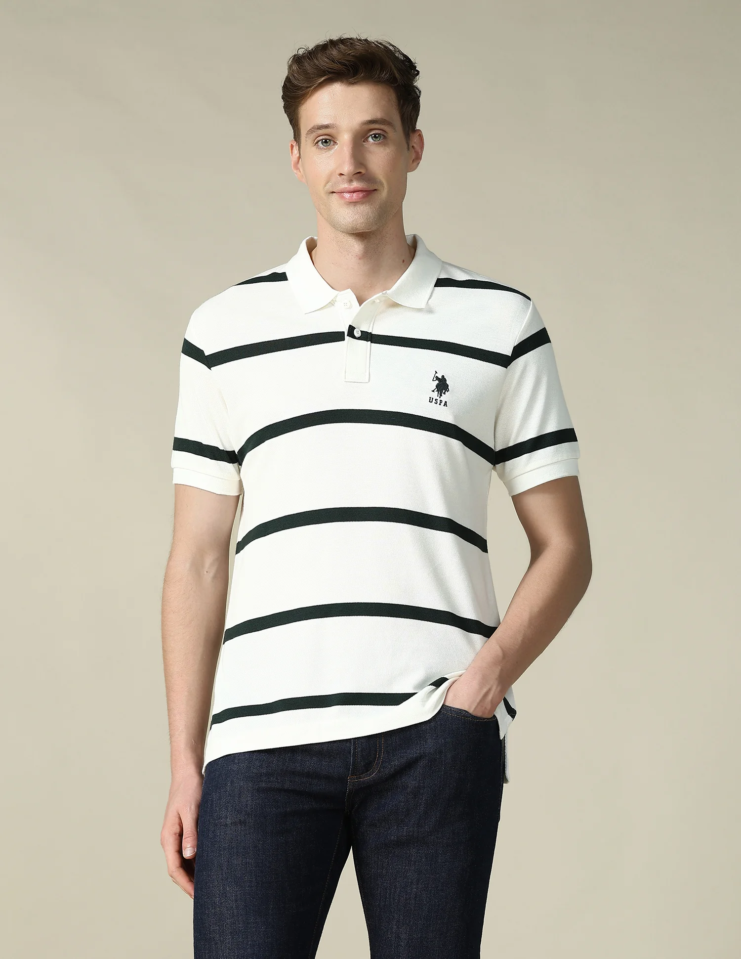 Horizontal Striped Regular Fit Polo Shirt - Image 6