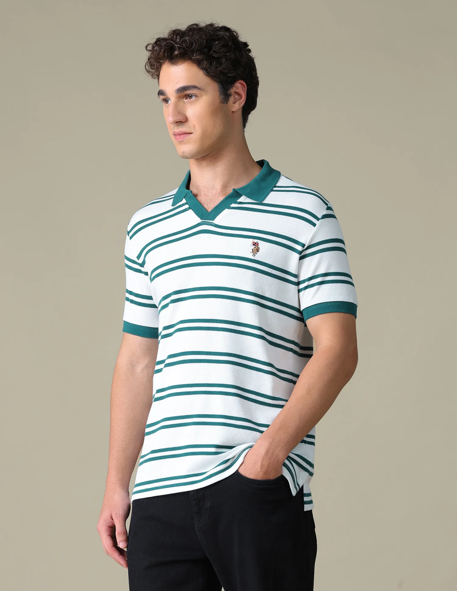 Horizontal Striped Regular Fit Polo Shirt - Image 4
