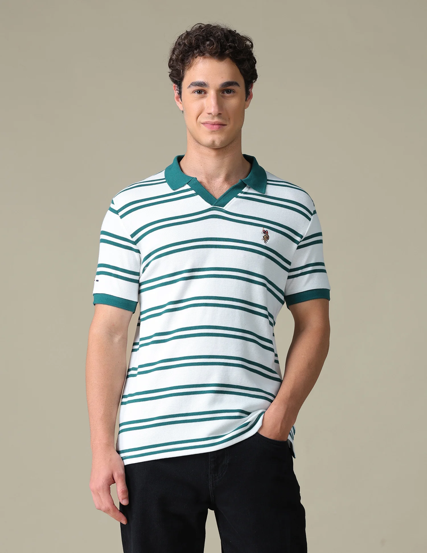 Horizontal Striped Regular Fit Polo Shirt - Image 6