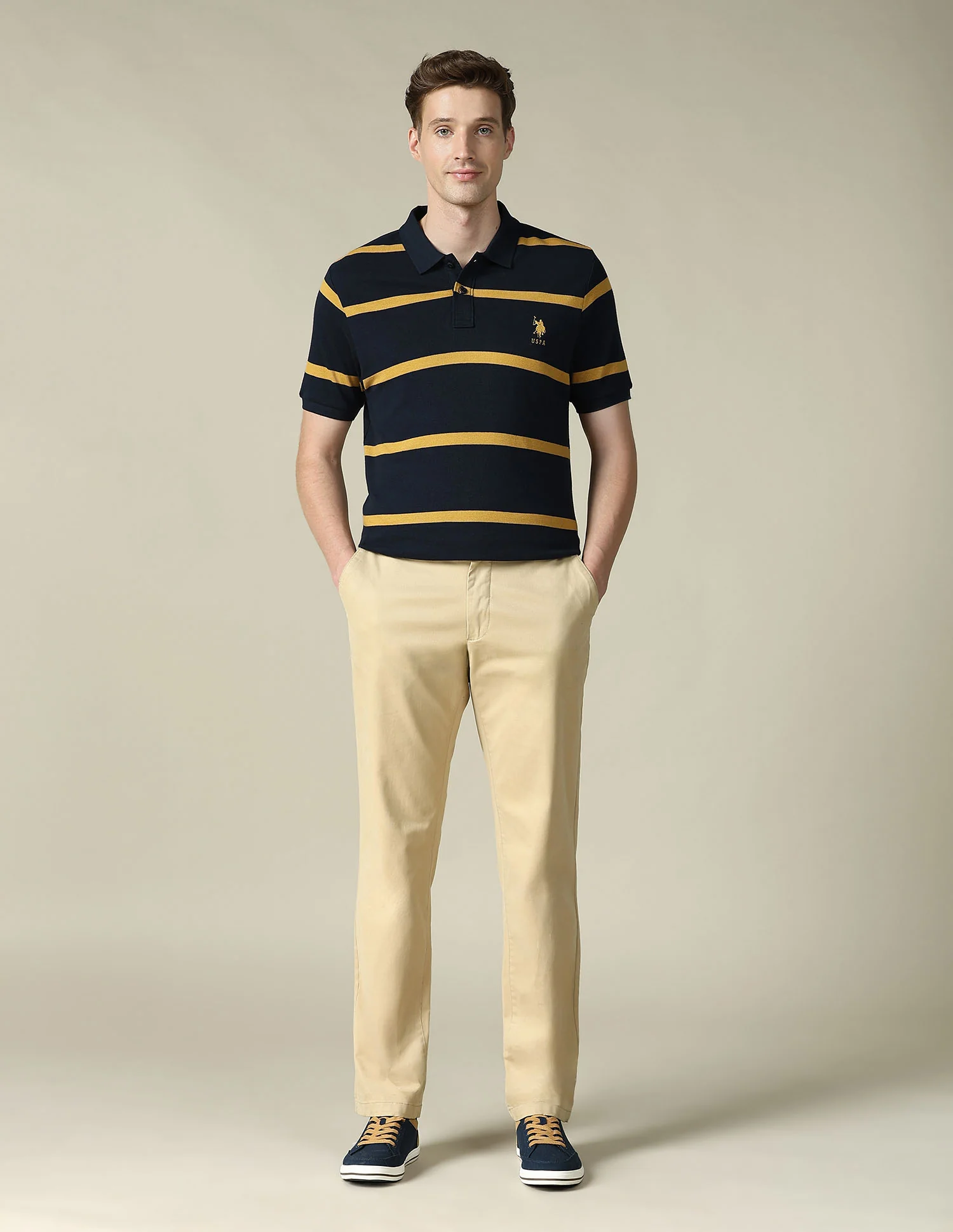 Horizontal Striped Regular Fit Polo Shirt - Image 3