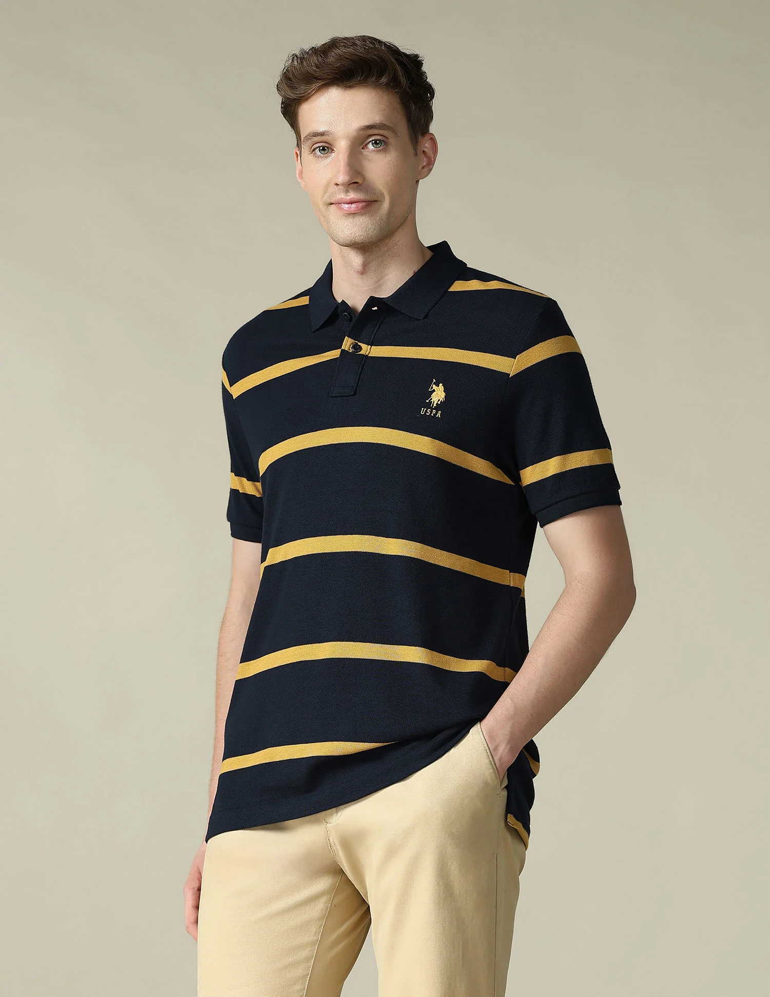 Horizontal Striped Regular Fit Polo Shirt - Image 4