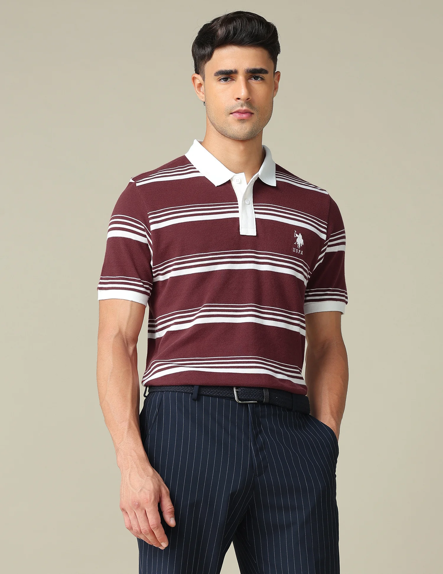 Horizontal Striped Regular Fit Polo Shirt