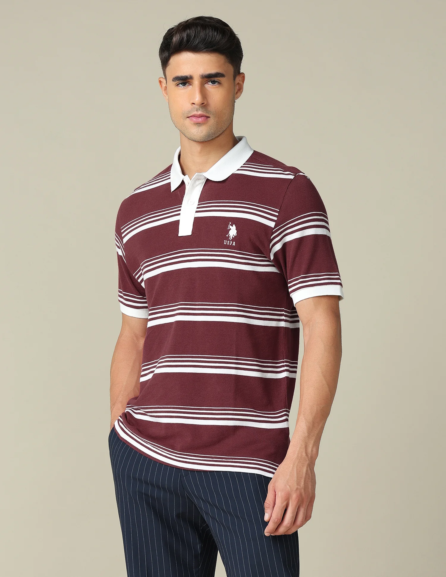Horizontal Striped Regular Fit Polo Shirt - Image 4