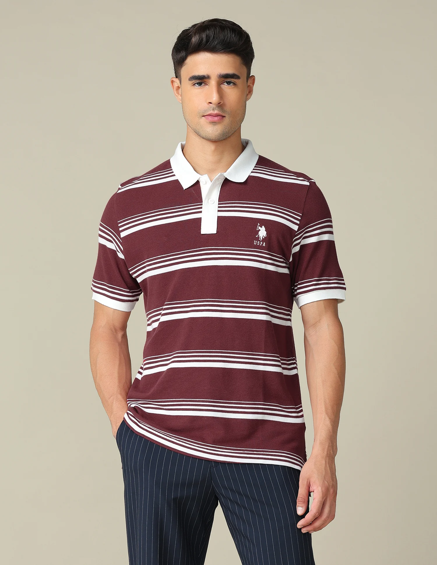 Horizontal Striped Regular Fit Polo Shirt - Image 6