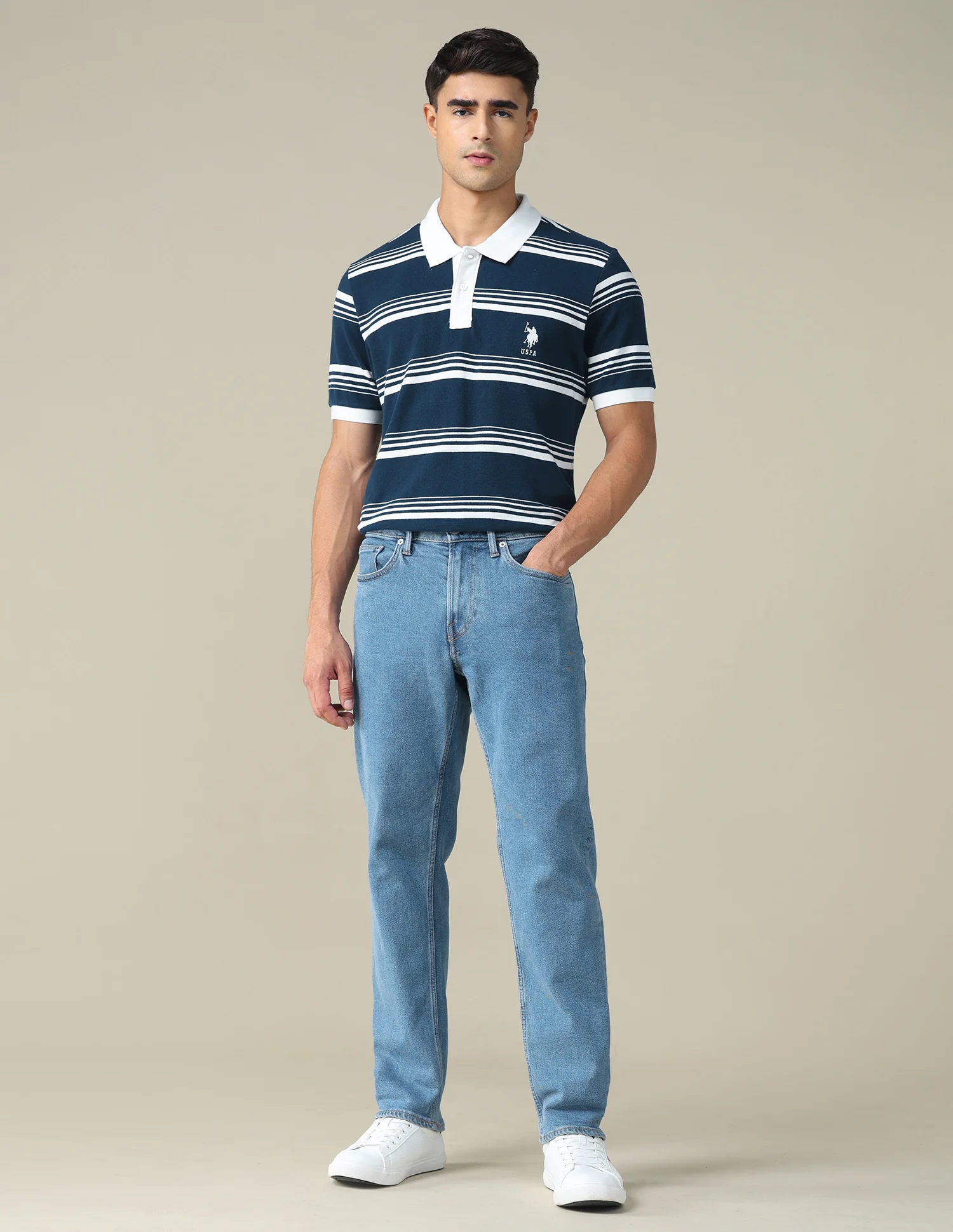 Horizontal Striped Regular Fit Polo Shirt - Image 3