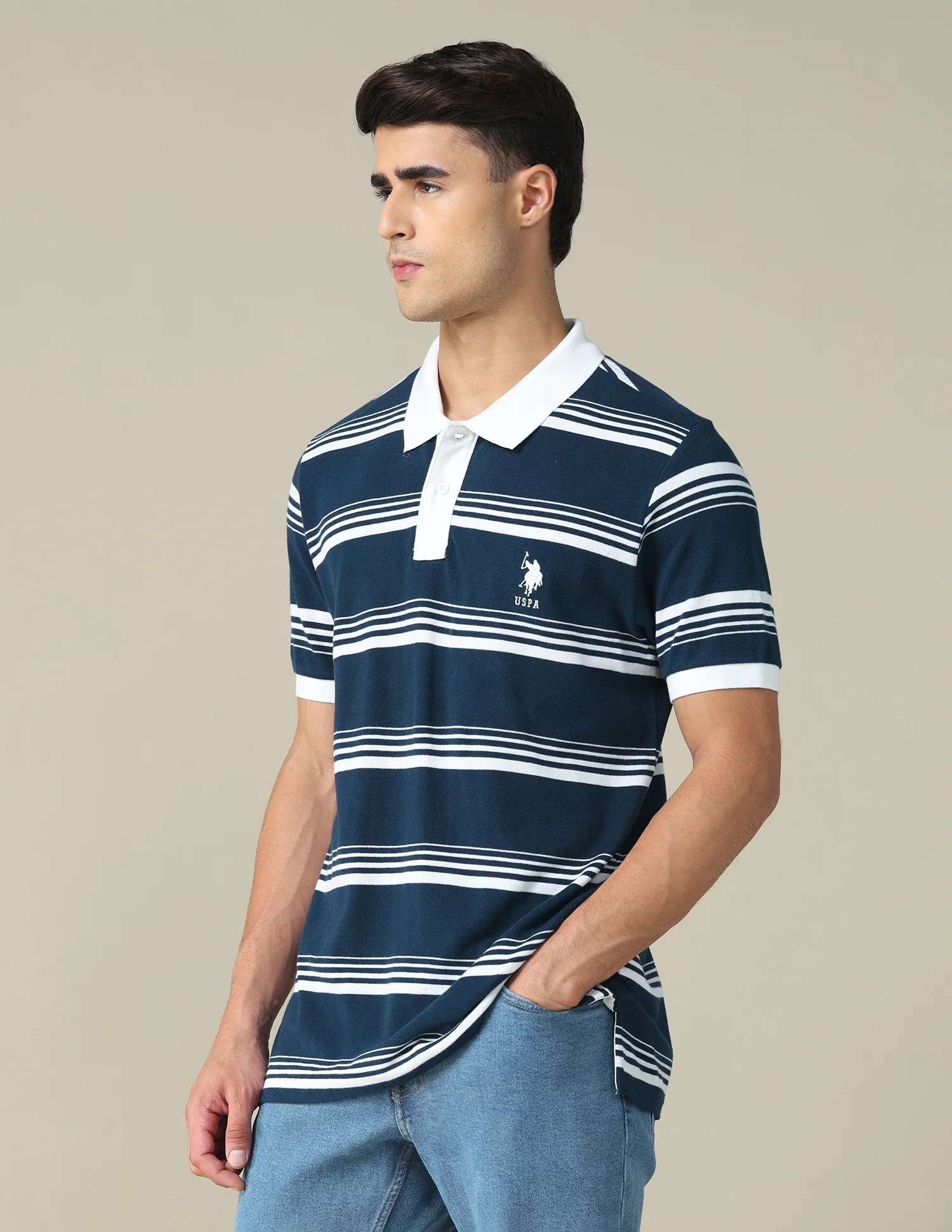Horizontal Striped Regular Fit Polo Shirt - Image 4