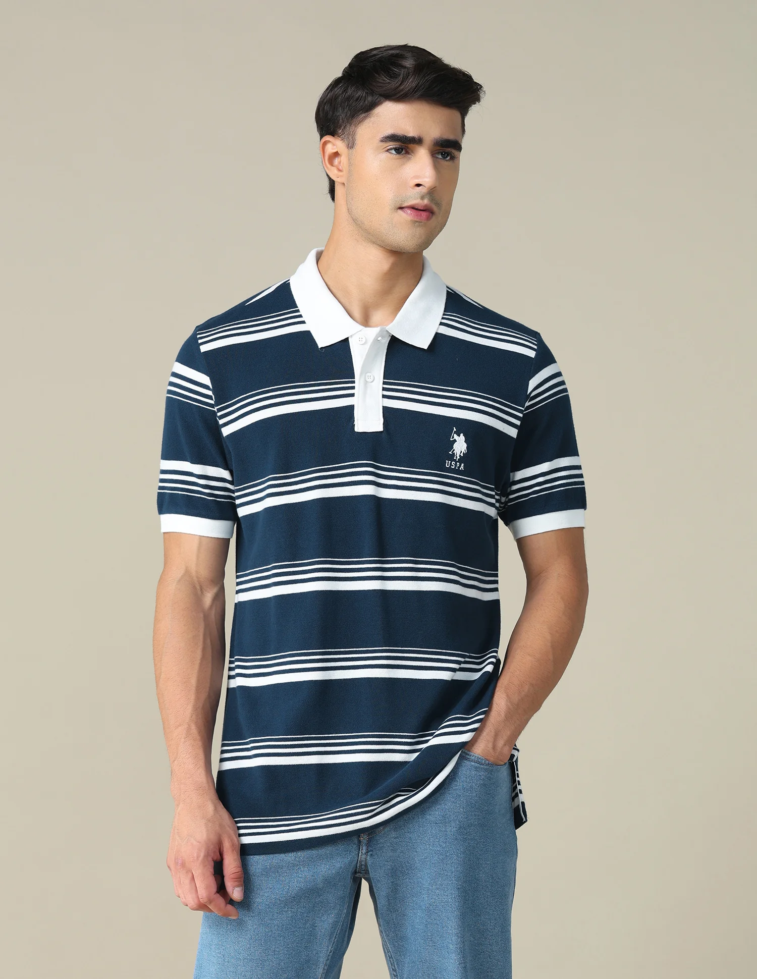 Horizontal Striped Regular Fit Polo Shirt - Image 6