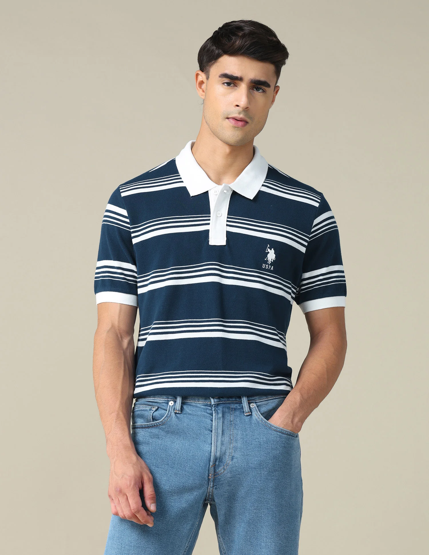 Horizontal Striped Regular Fit Polo Shirt - Image 8