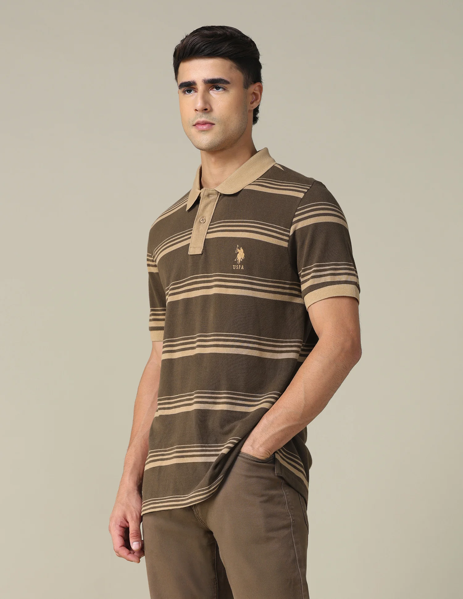 Horizontal Striped Regular Fit Polo Shirt - Image 4