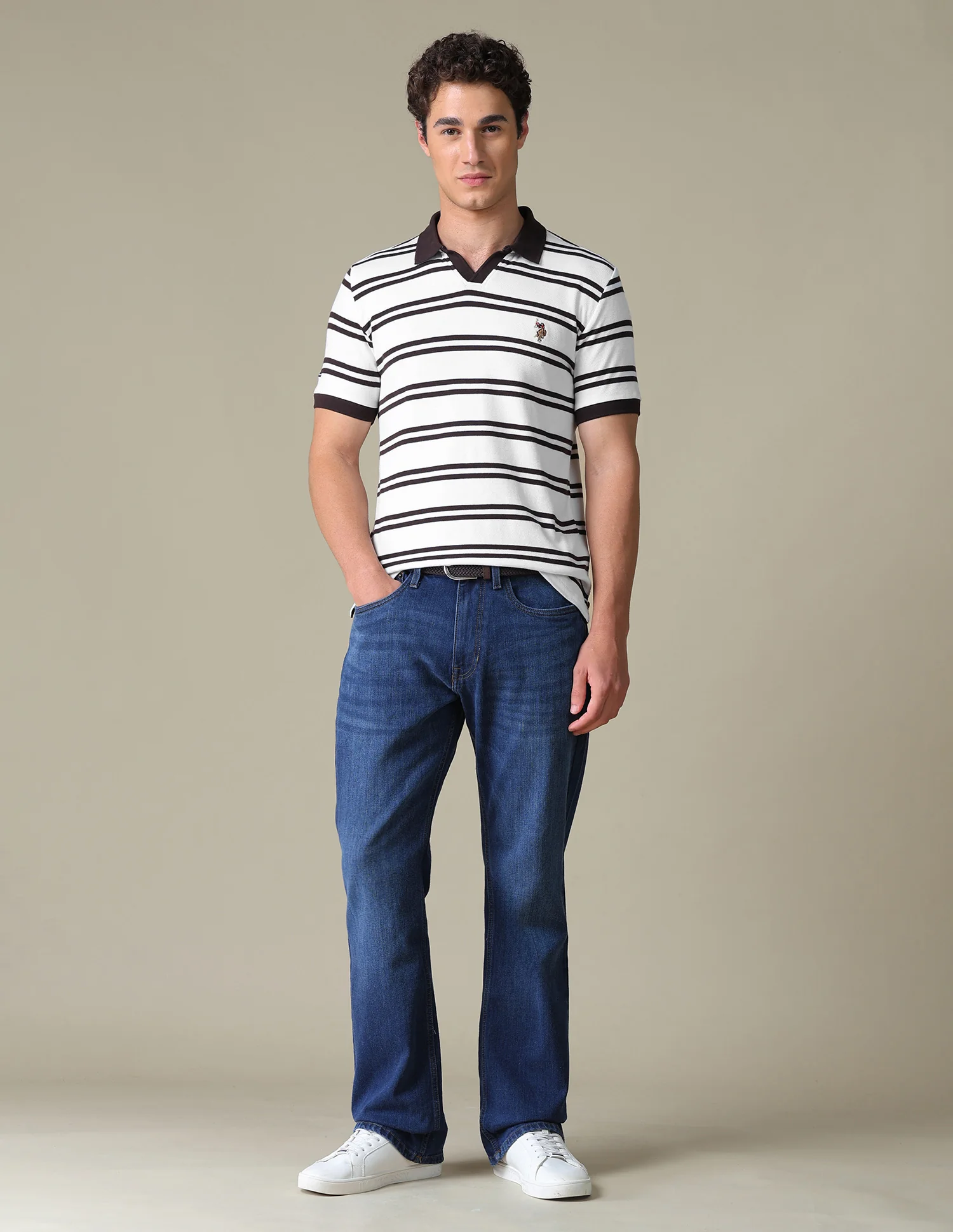 Horizontal Striped Regular Fit Polo Shirt - Image 3