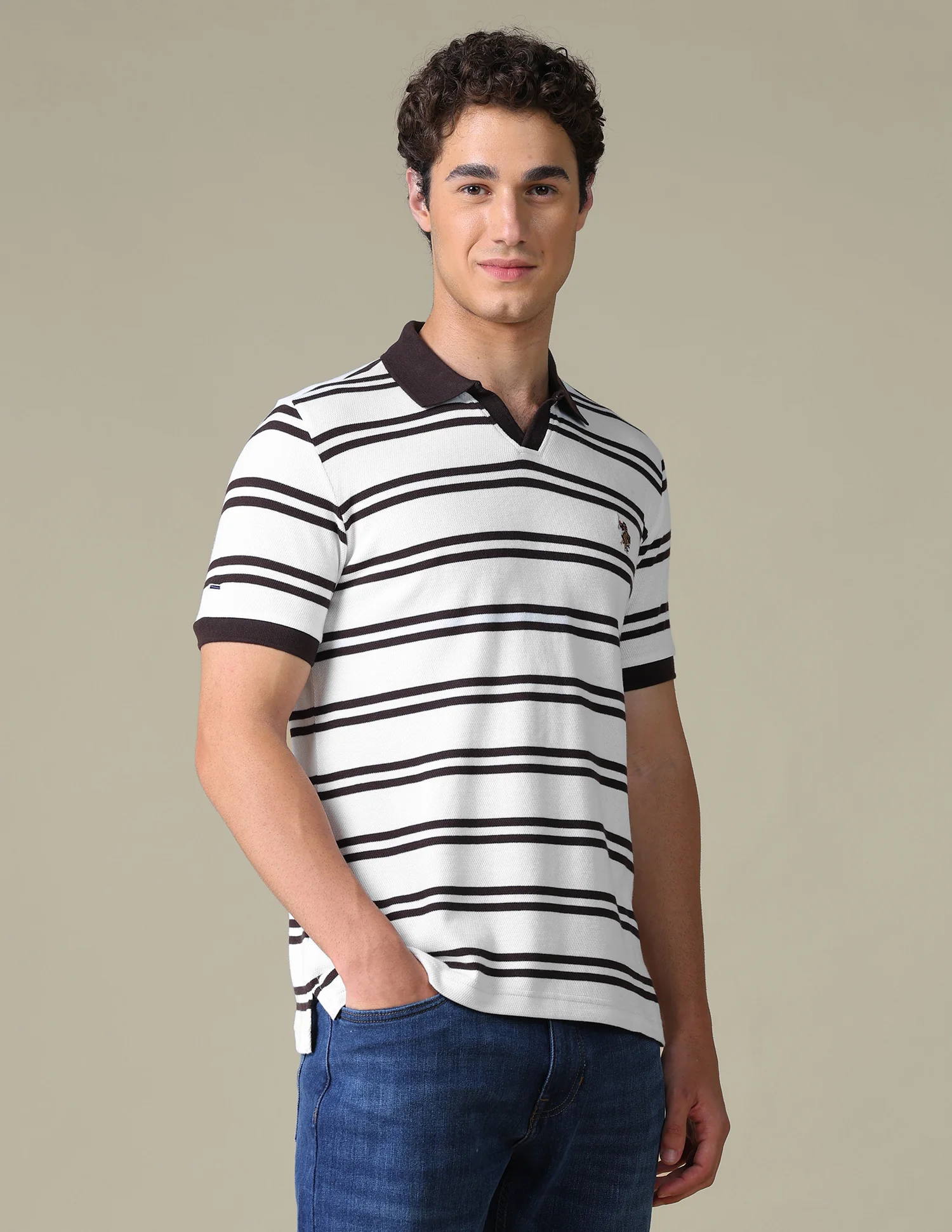 Horizontal Striped Regular Fit Polo Shirt - Image 4