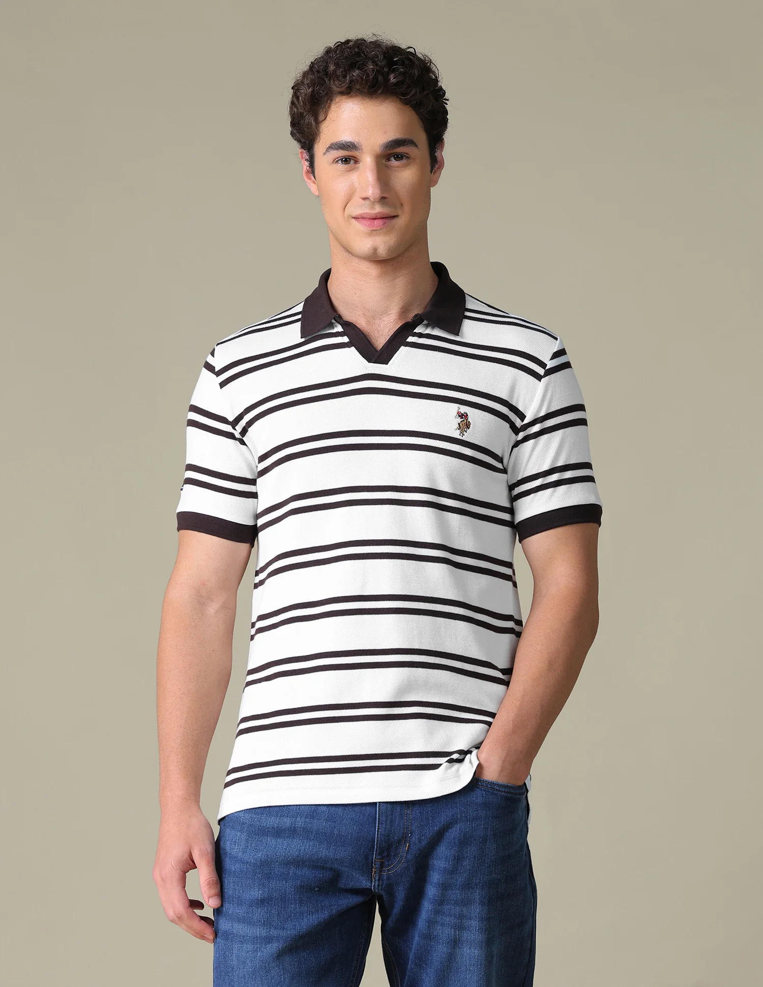 Horizontal Striped Regular Fit Polo Shirt - Image 6