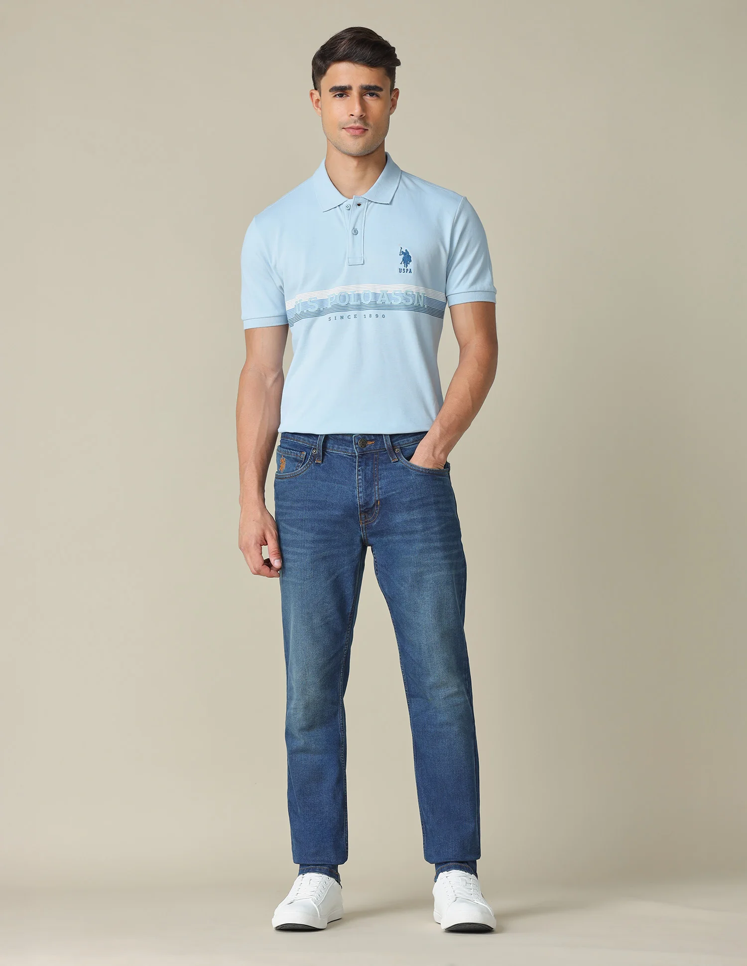 Horizontal Striped Regular Fit Polo Shirt - Image 3