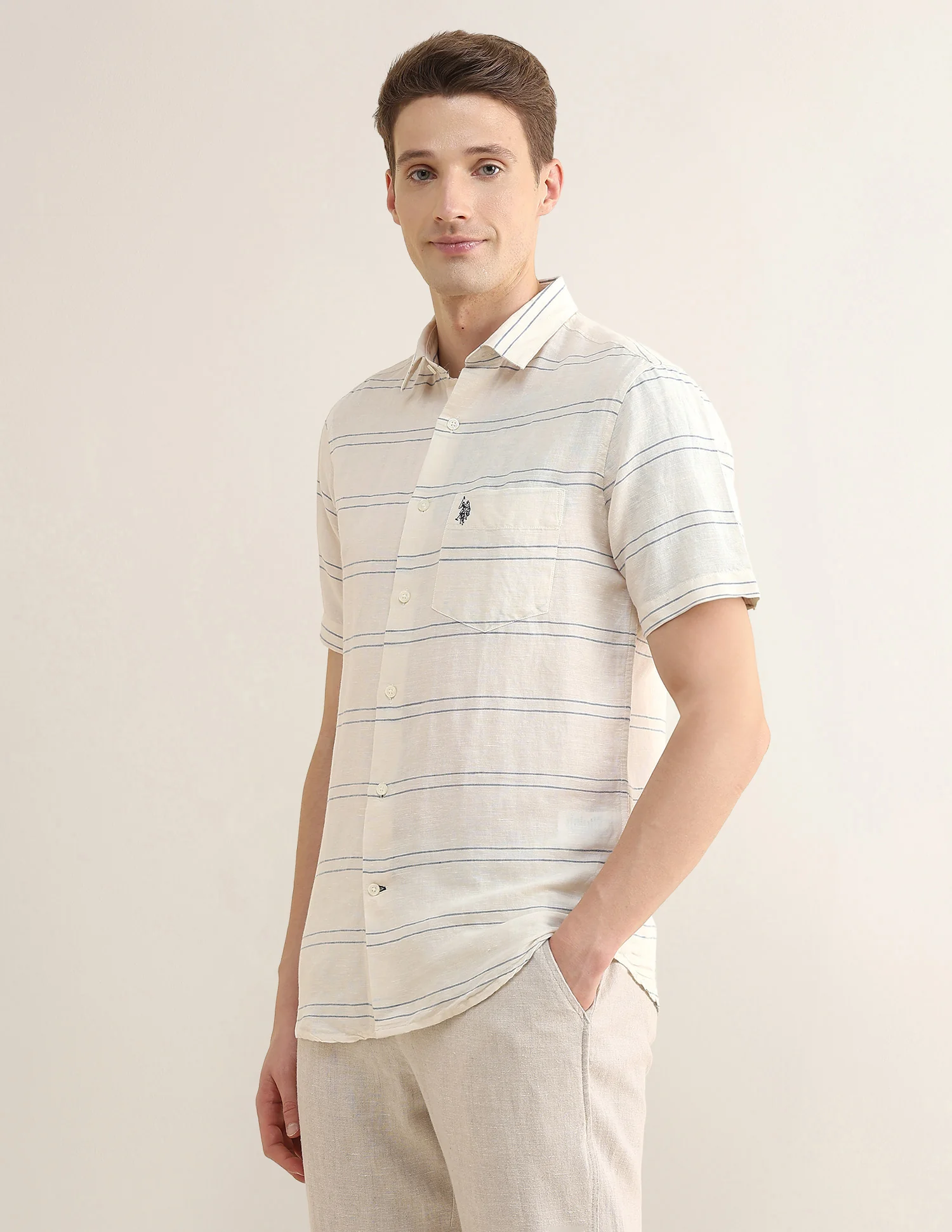 Horizontal Striped Regular Fit Shirt - Image 4