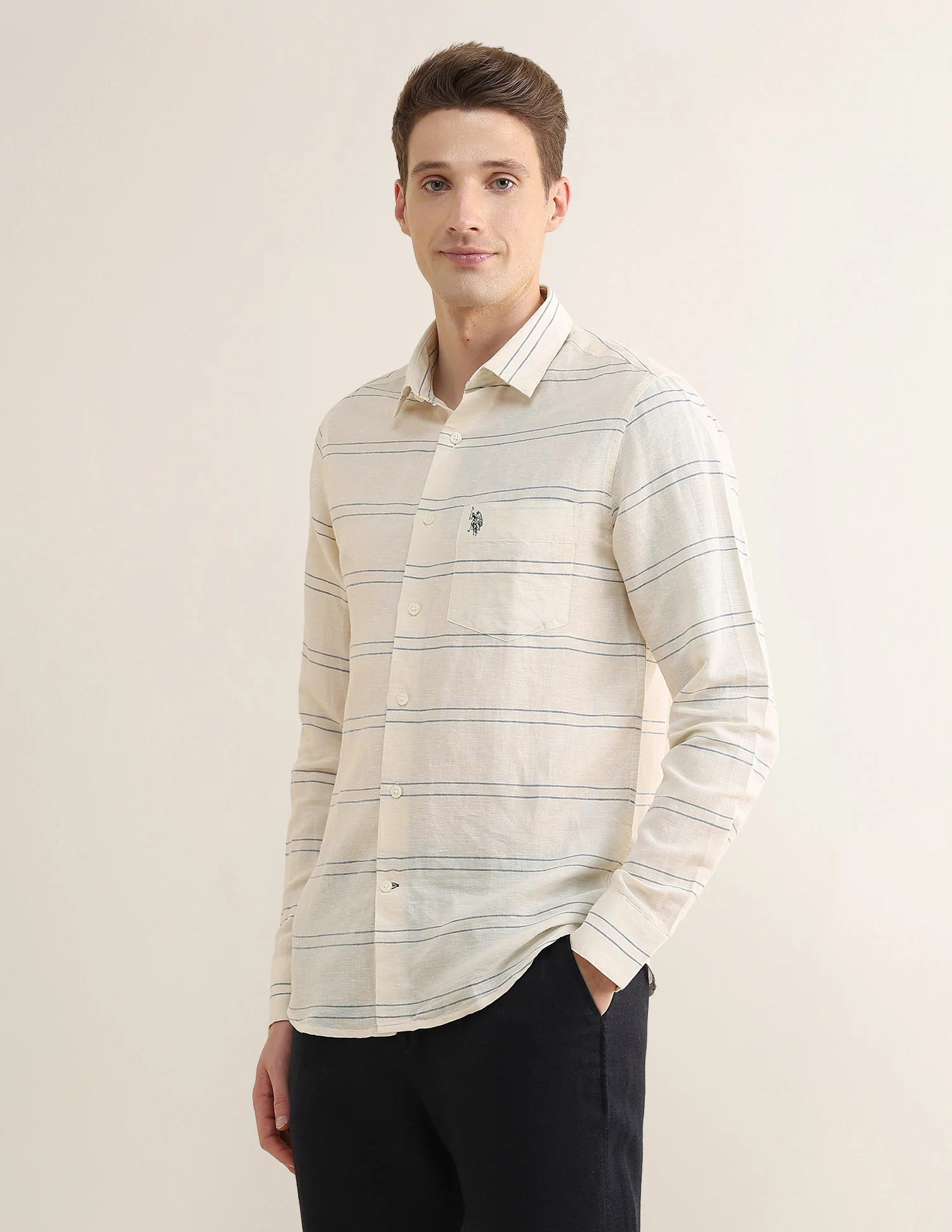 Horizontal Striped Regular Fit Shirt - Image 4