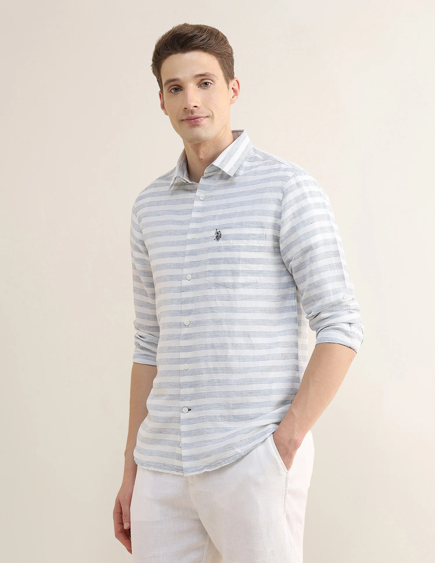 Horizontal Striped Regular Fit Shirt - Image 4
