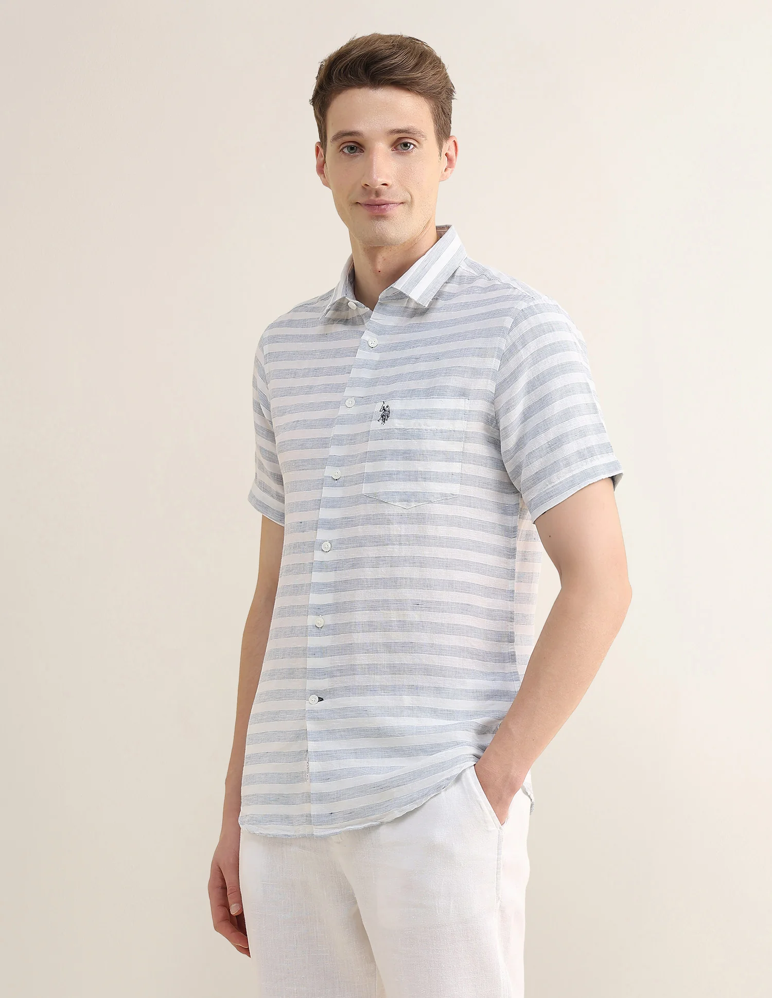 Horizontal Striped Regular Fit Shirt - Image 4