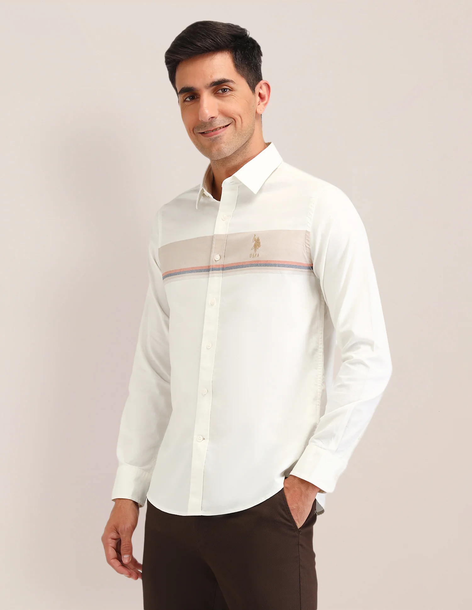 Horizontal Striped Regular Fit Shirt - Image 4