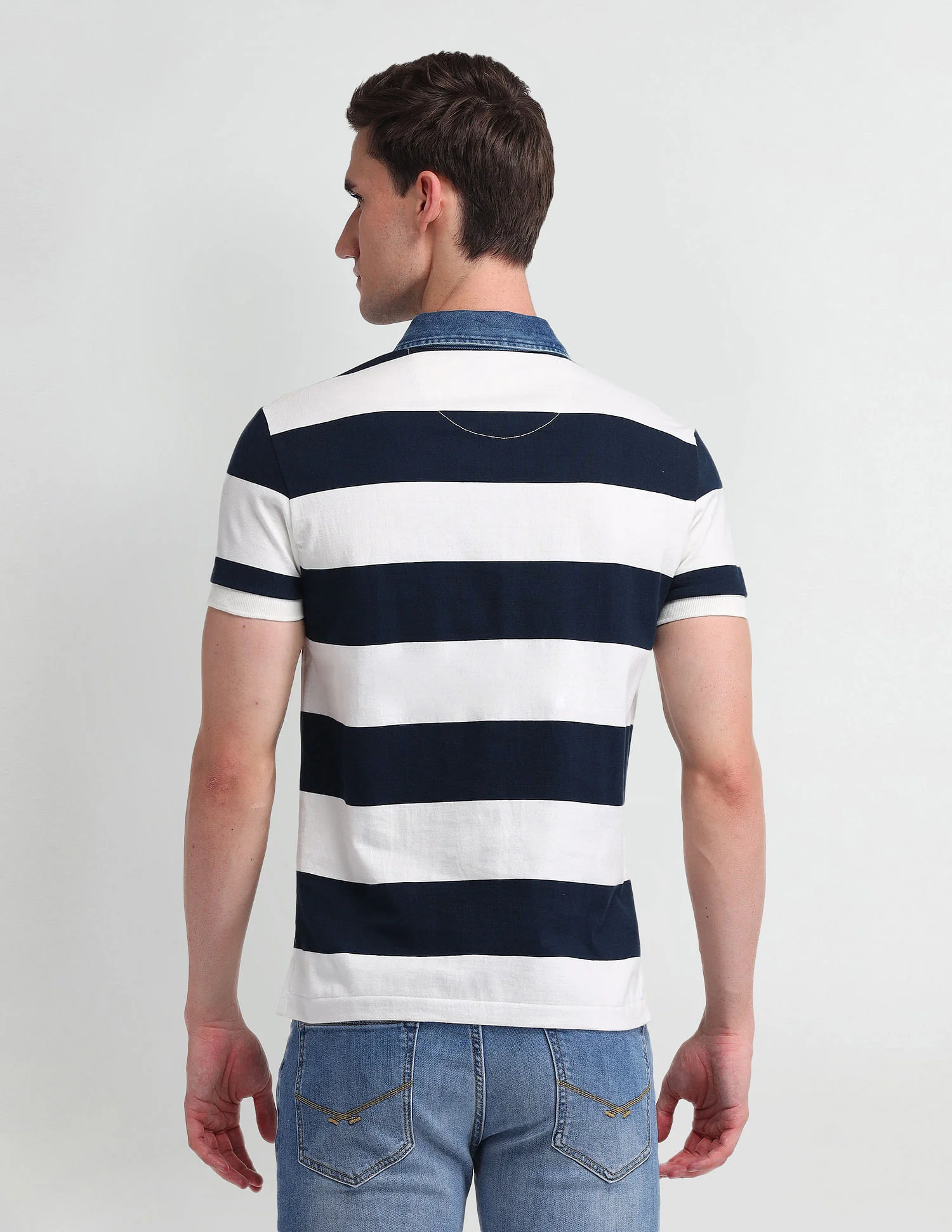 Horizontal Striped Slim Fit Polo Shirt - Image 5