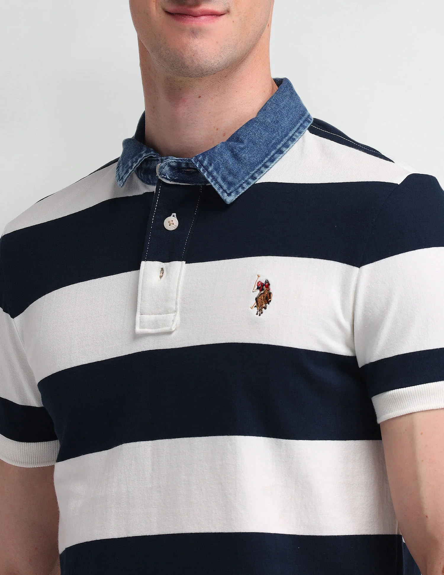 Horizontal Striped Slim Fit Polo Shirt - Image 7