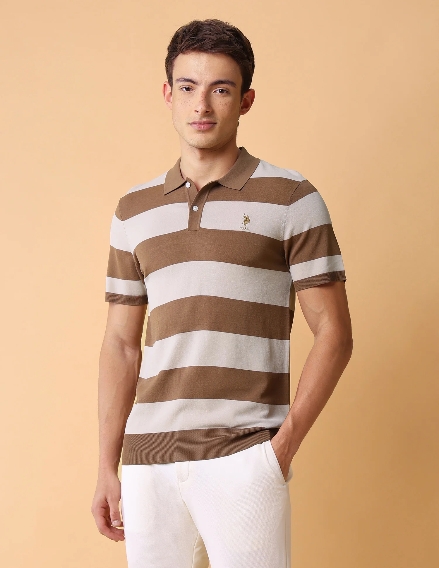 Horizontal Striped Slim Fit Polo Shirt - Image 4