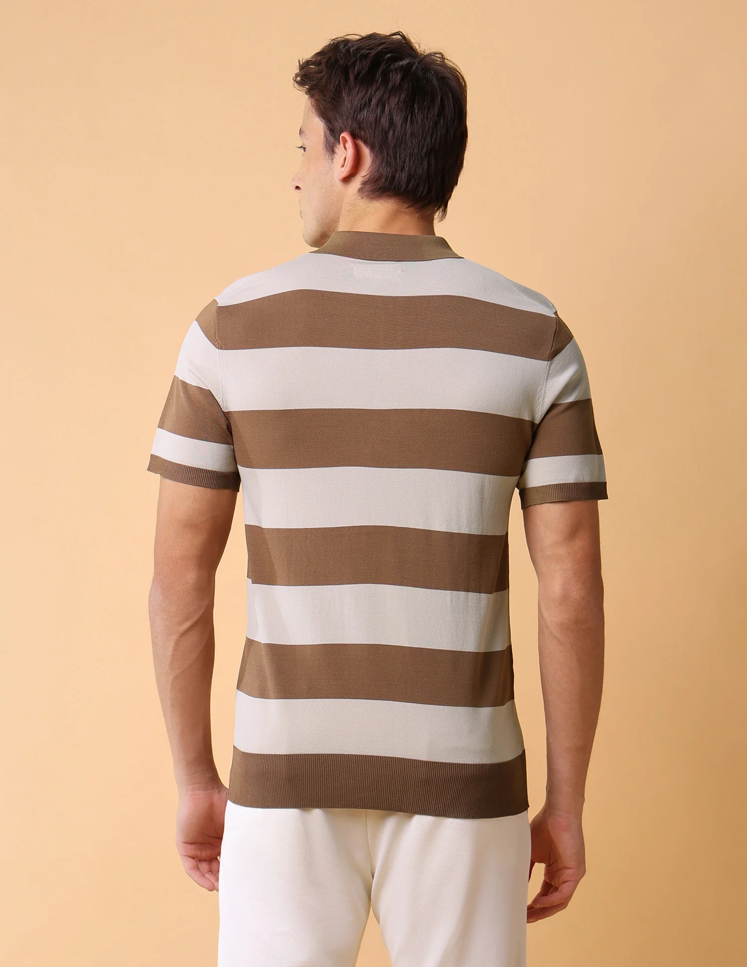 Horizontal Striped Slim Fit Polo Shirt - Image 5