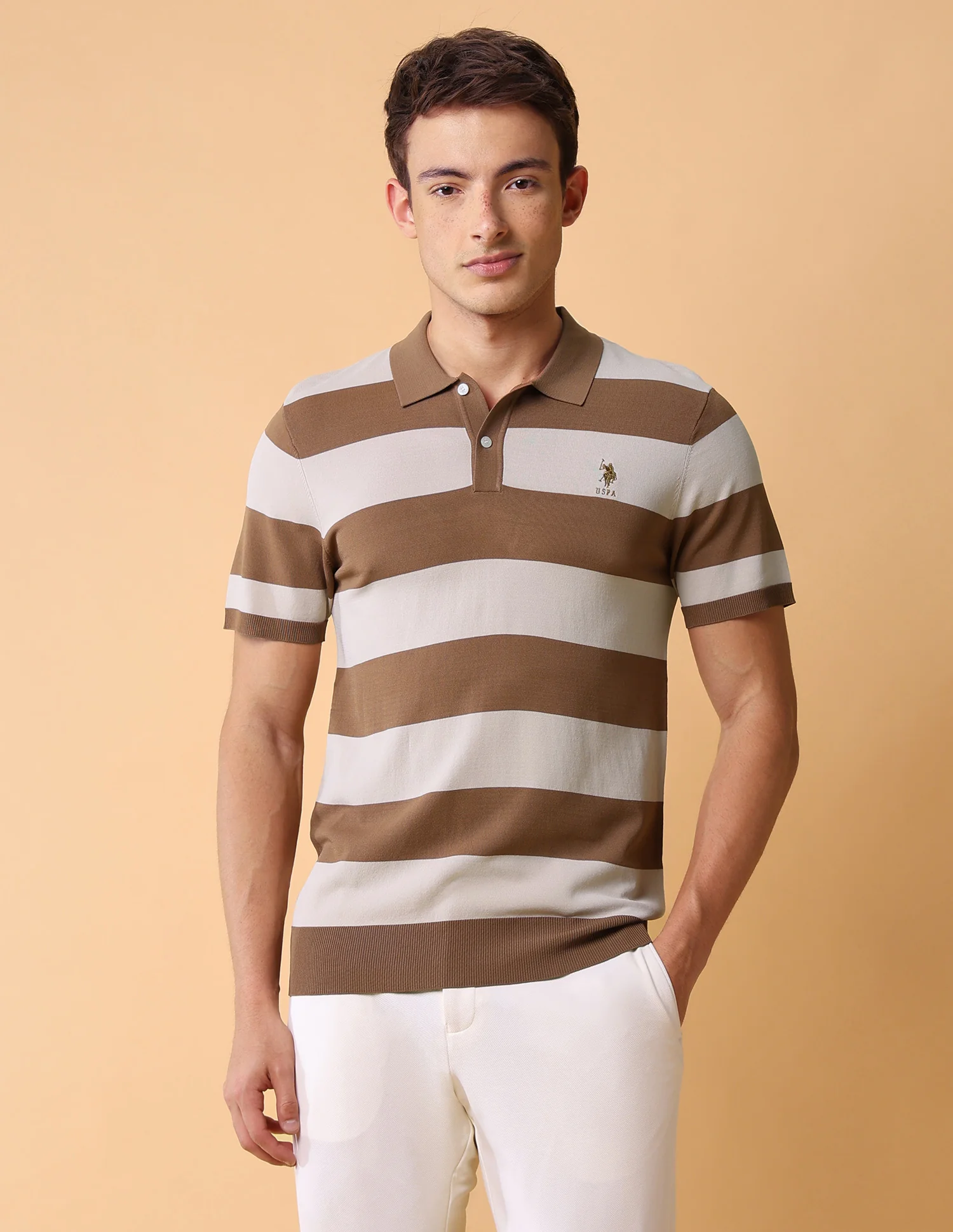 Horizontal Striped Slim Fit Polo Shirt - Image 6