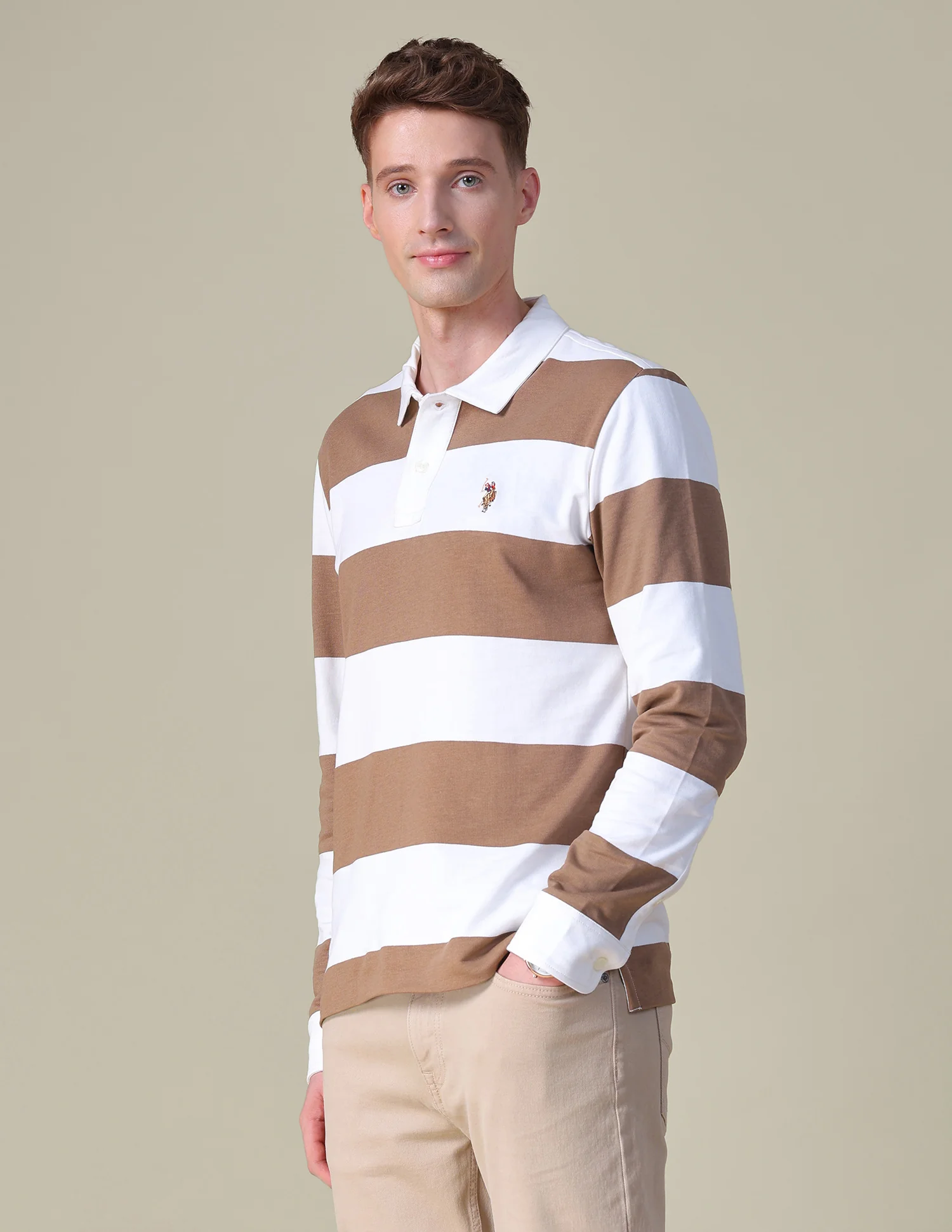 Horizontal Striped Slim Fit Polo Shirt - Image 4
