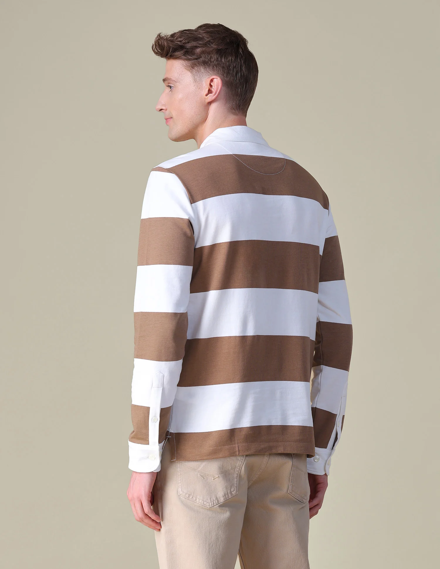 Horizontal Striped Slim Fit Polo Shirt - Image 5