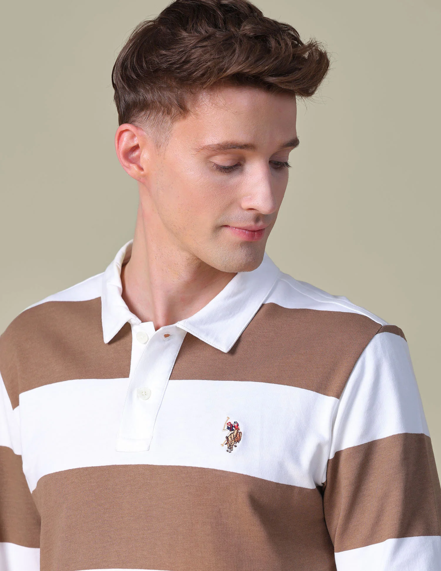 Horizontal Striped Slim Fit Polo Shirt - Image 7