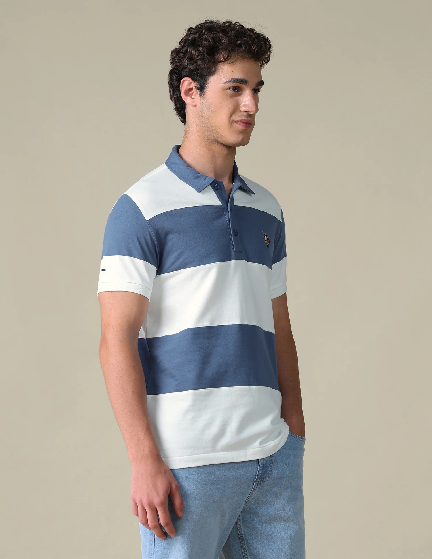 Horizontal Striped Slim Fit Polo Shirt - Image 4