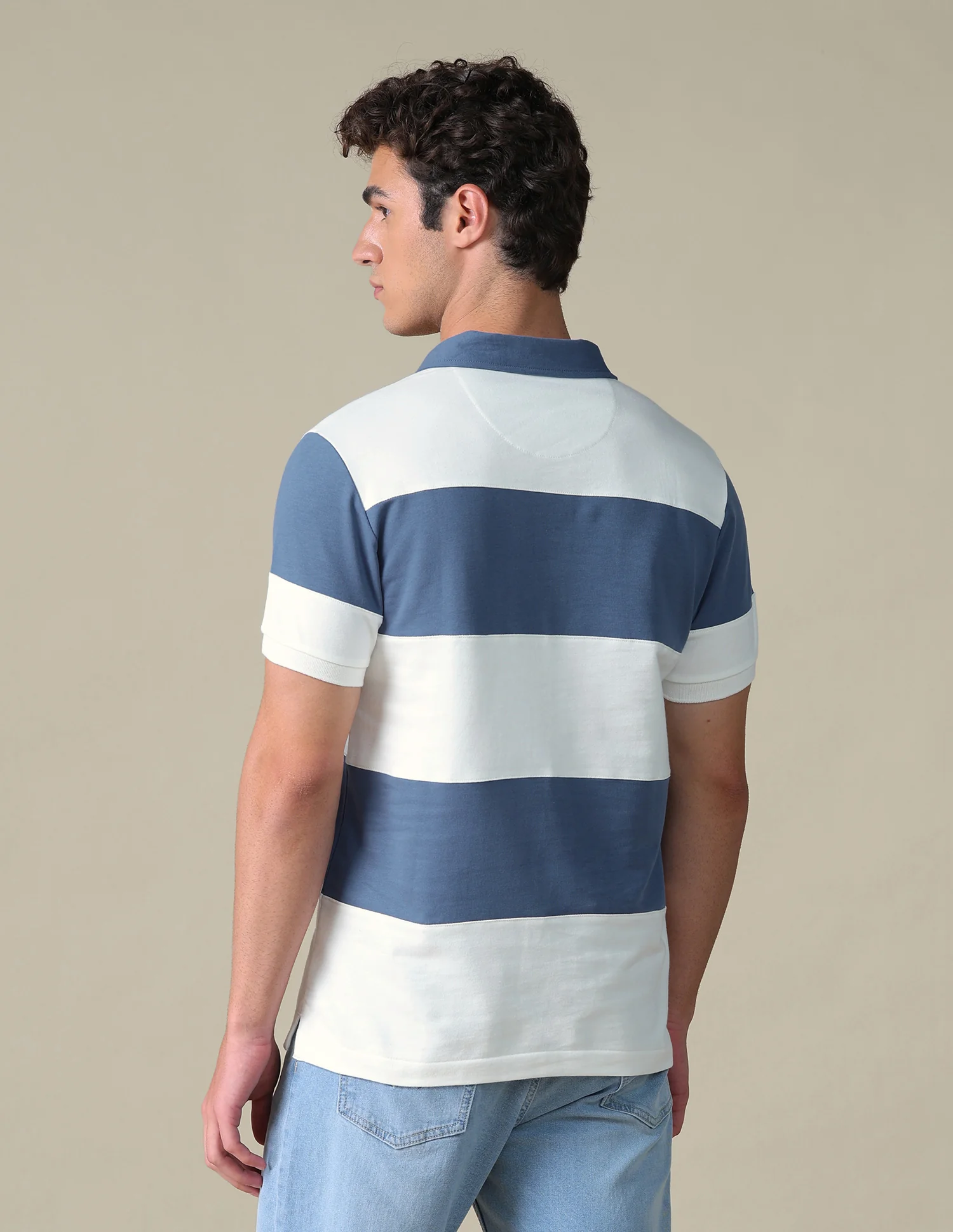 Horizontal Striped Slim Fit Polo Shirt - Image 5