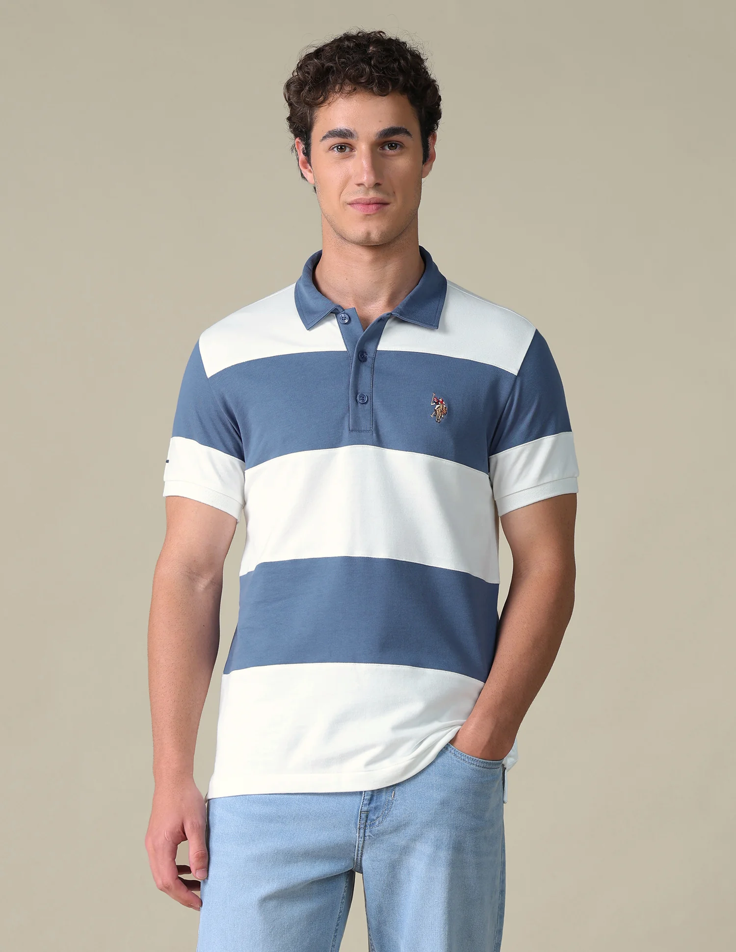 Horizontal Striped Slim Fit Polo Shirt - Image 6