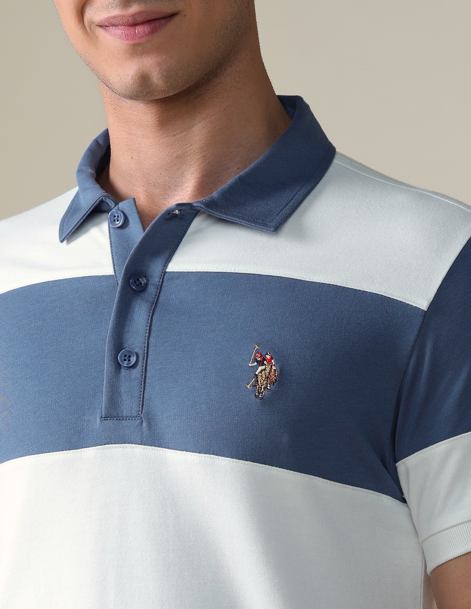 Horizontal Striped Slim Fit Polo Shirt - Image 7