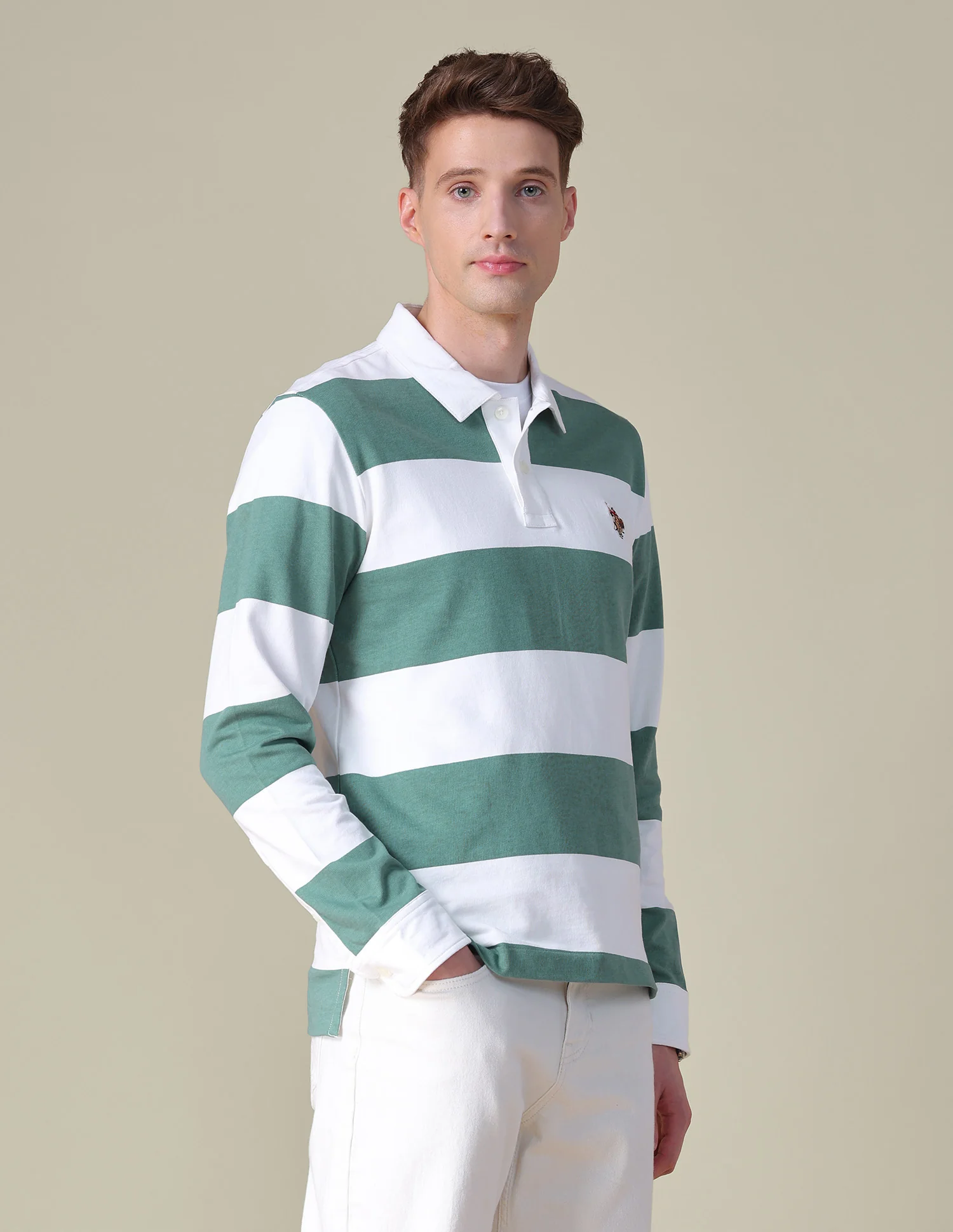 Horizontal Striped Slim Fit Polo Shirt - Image 4
