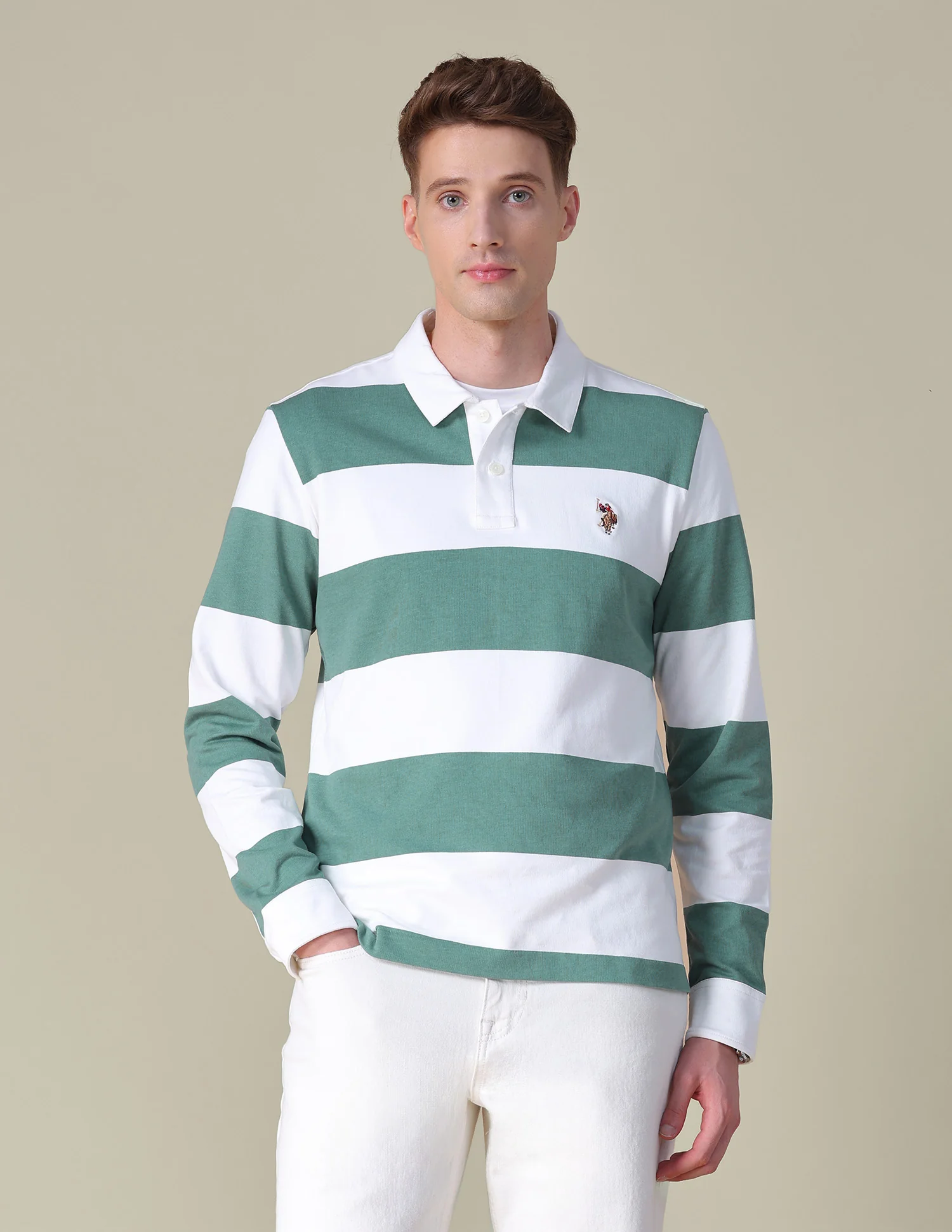 Horizontal Striped Slim Fit Polo Shirt - Image 6